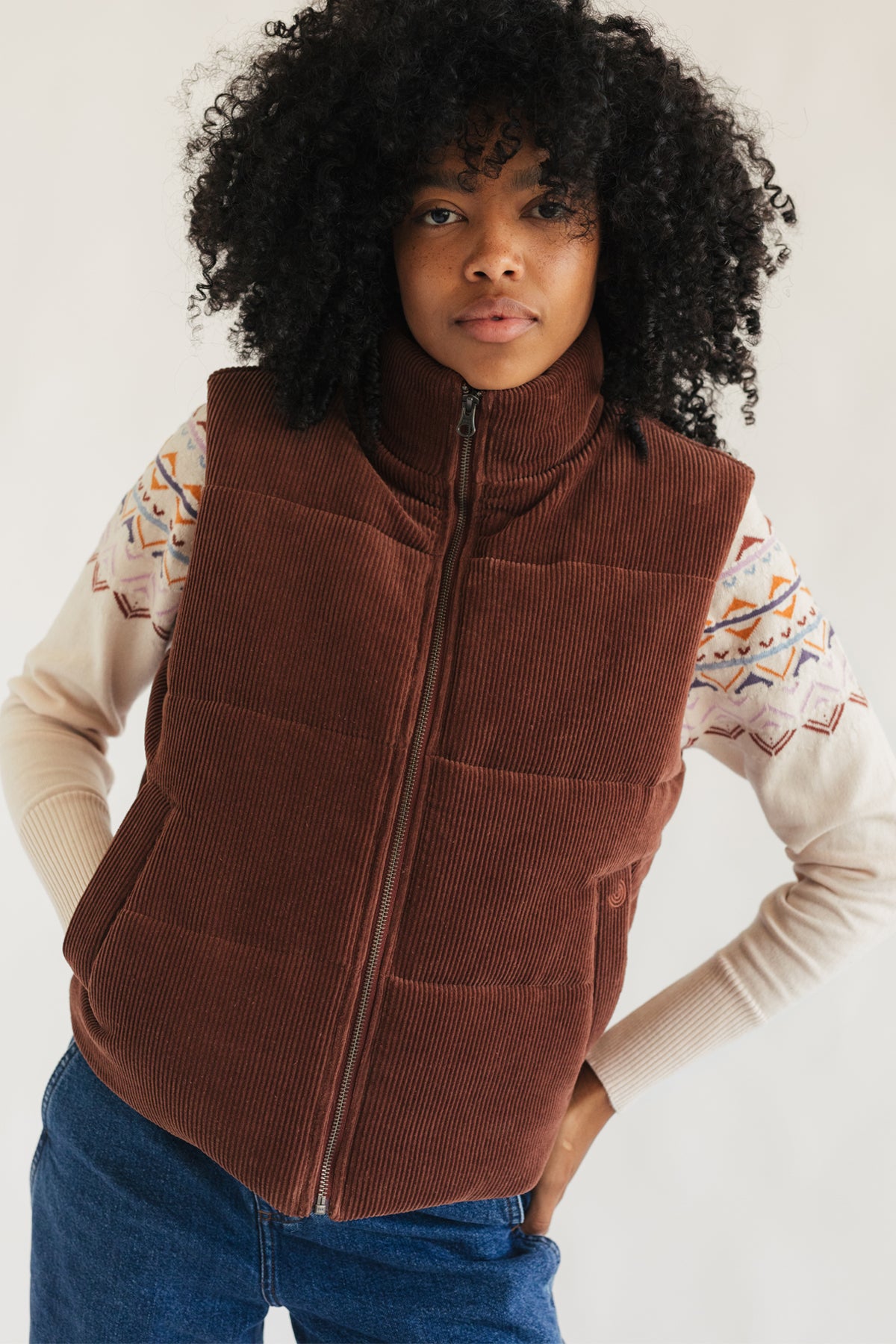 recycled polyester zipped vest