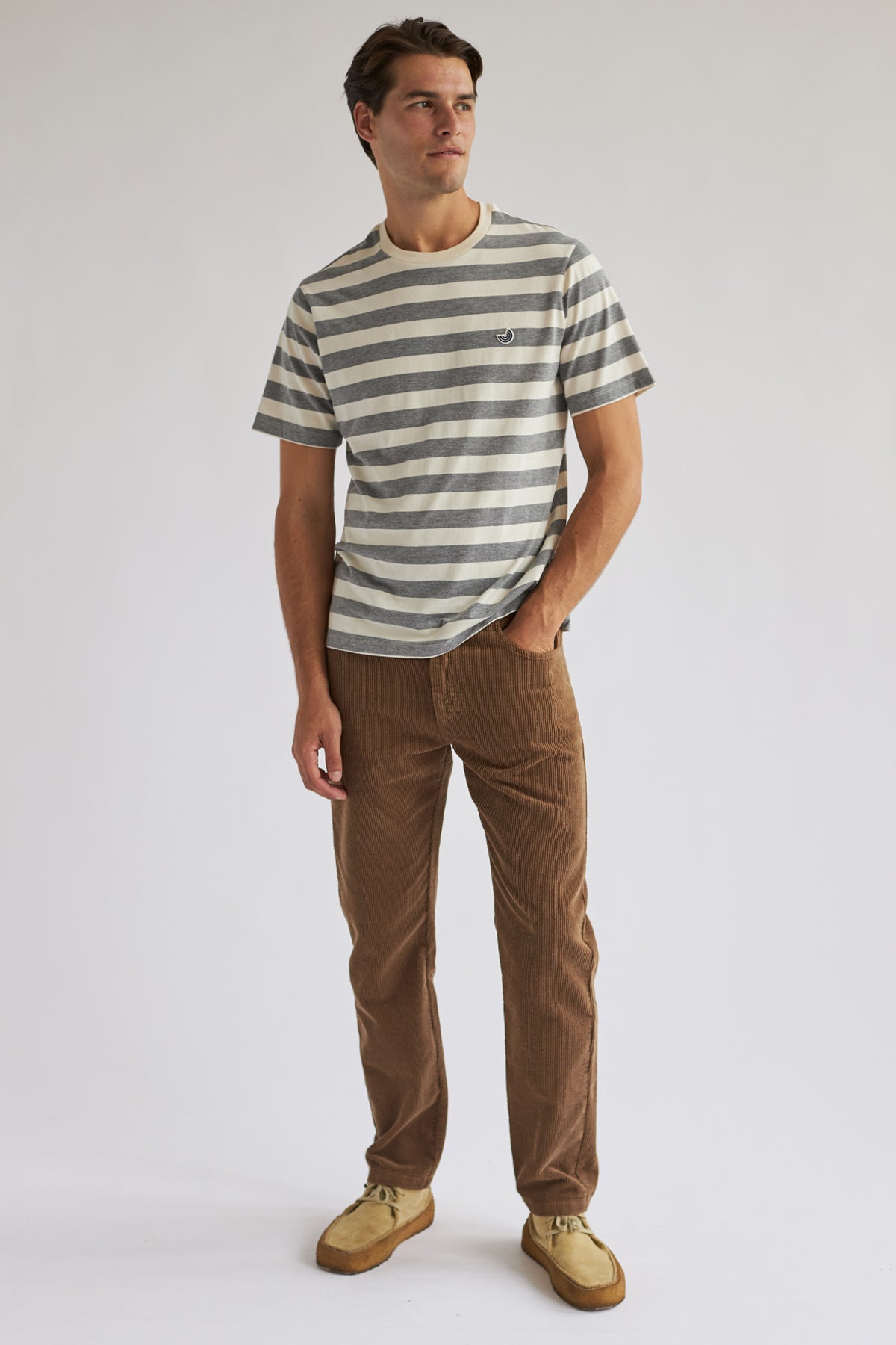 lightweight grey striped tee for men