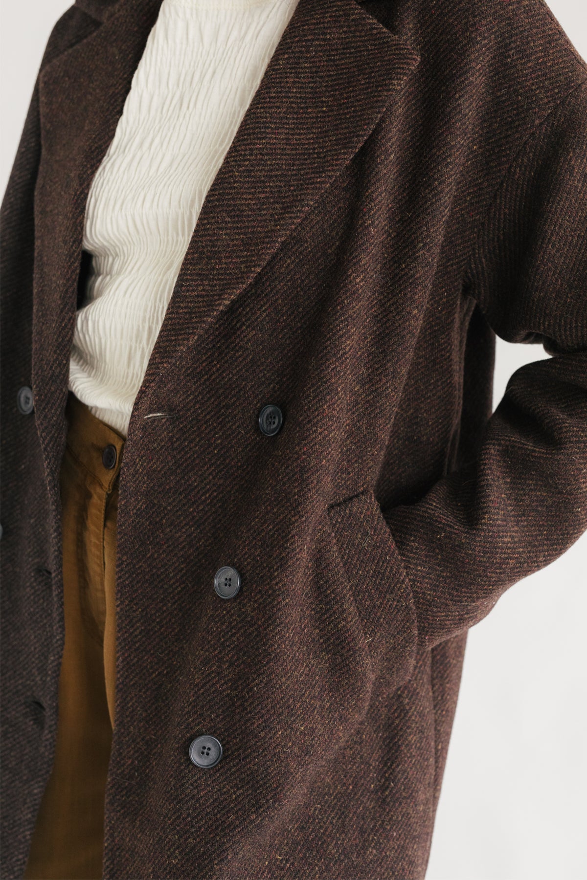 brown wool long coat for women