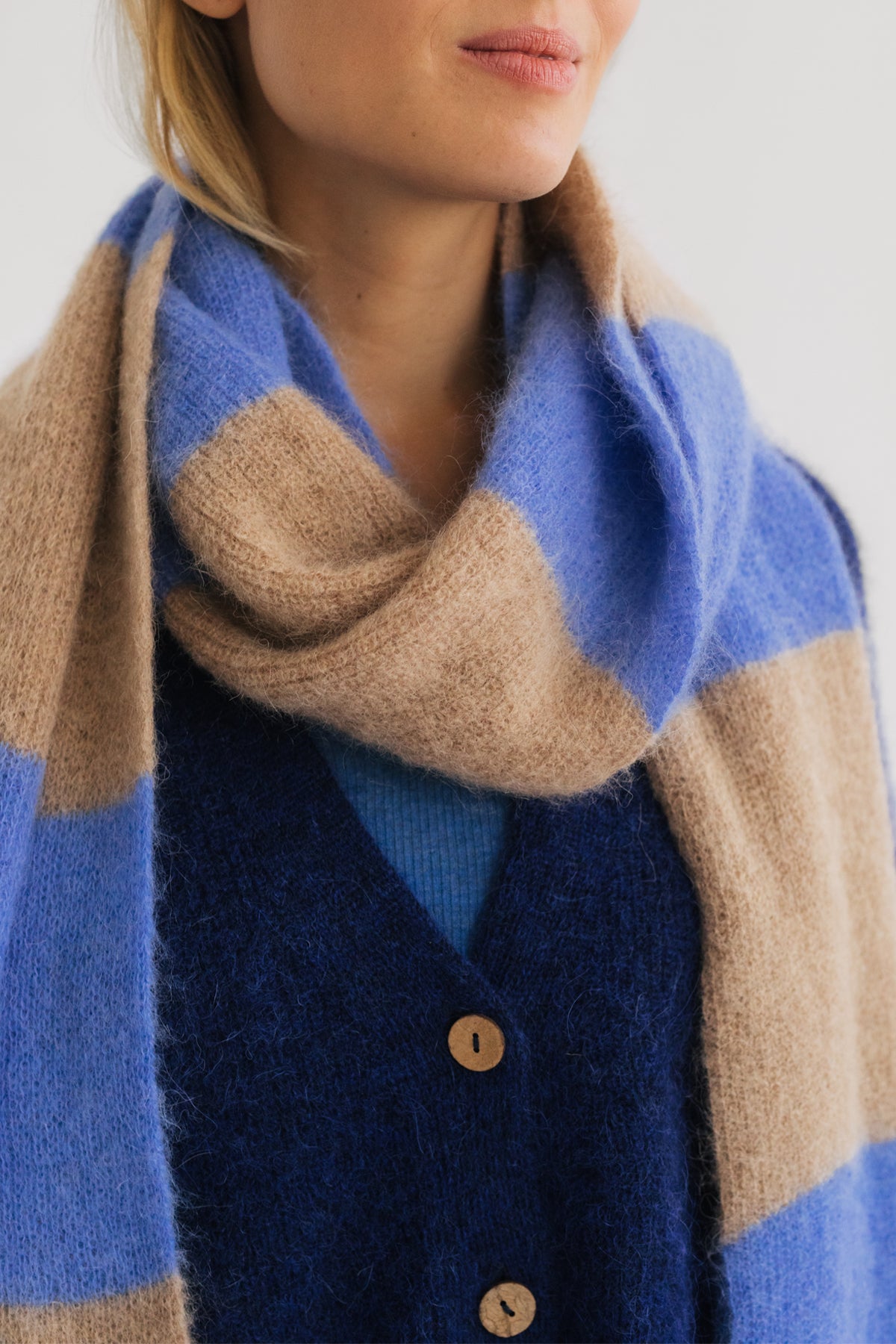 Bicolour Scarf - Cyan/Sand