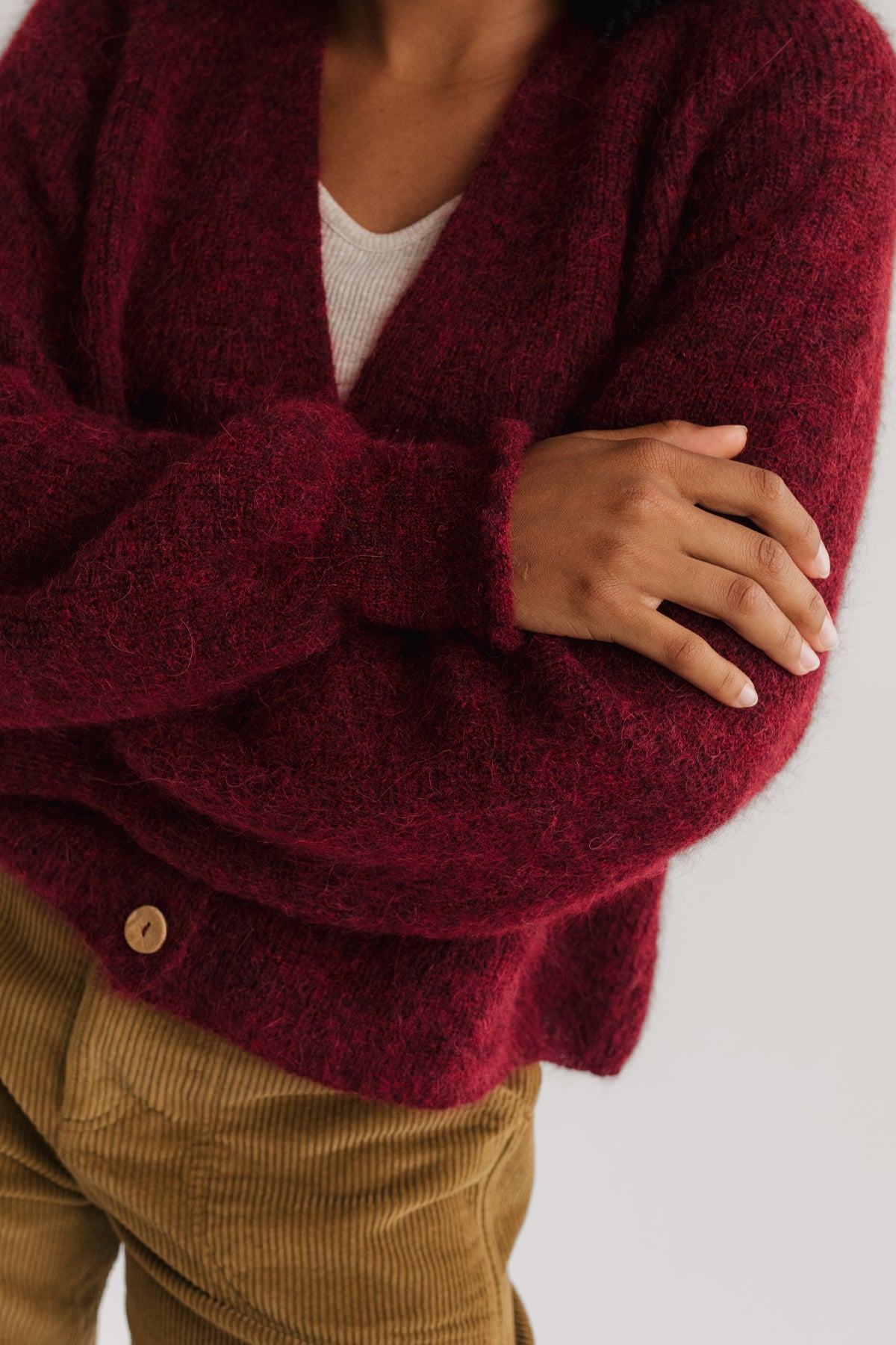 eco-friendly burgundy knit for women