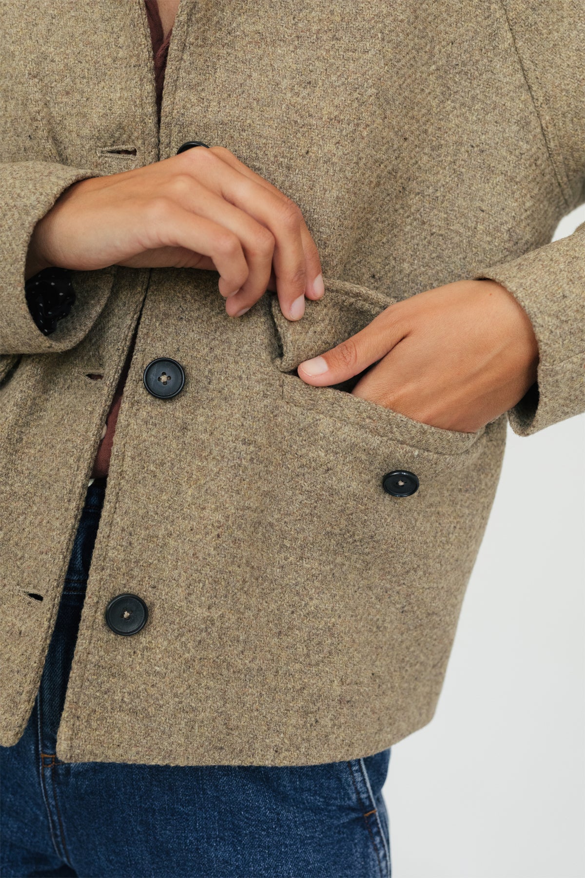 shetland wool jacket with pockets