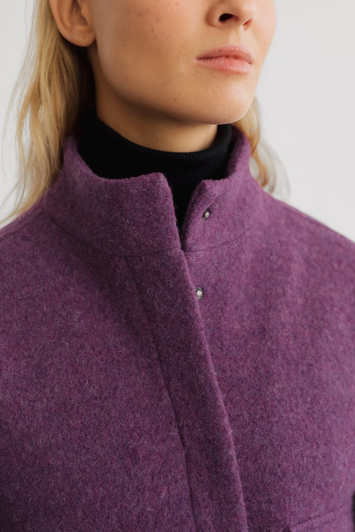 cropped women wool purple jacket.