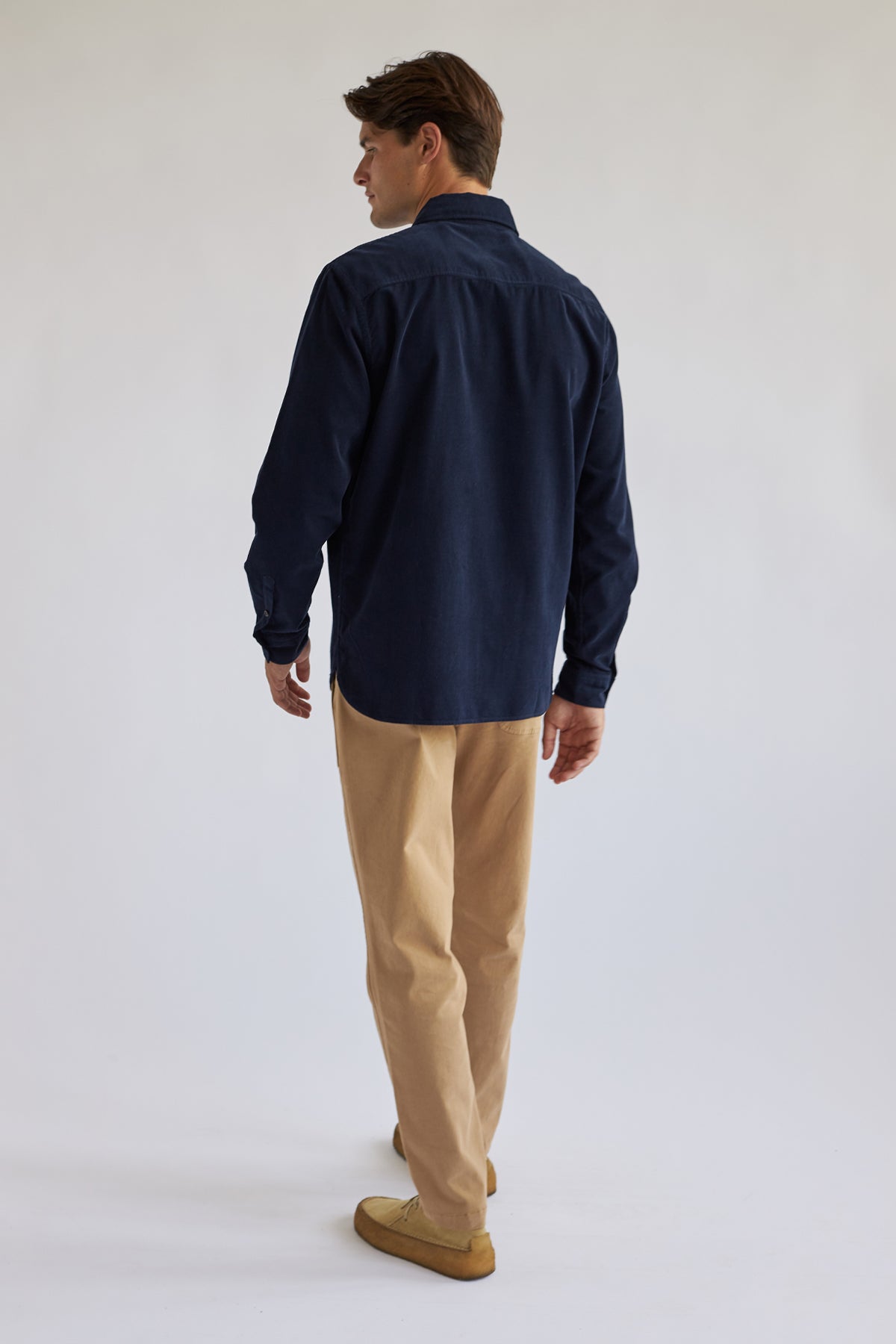 sustainable navy organic cotton micro corduroy