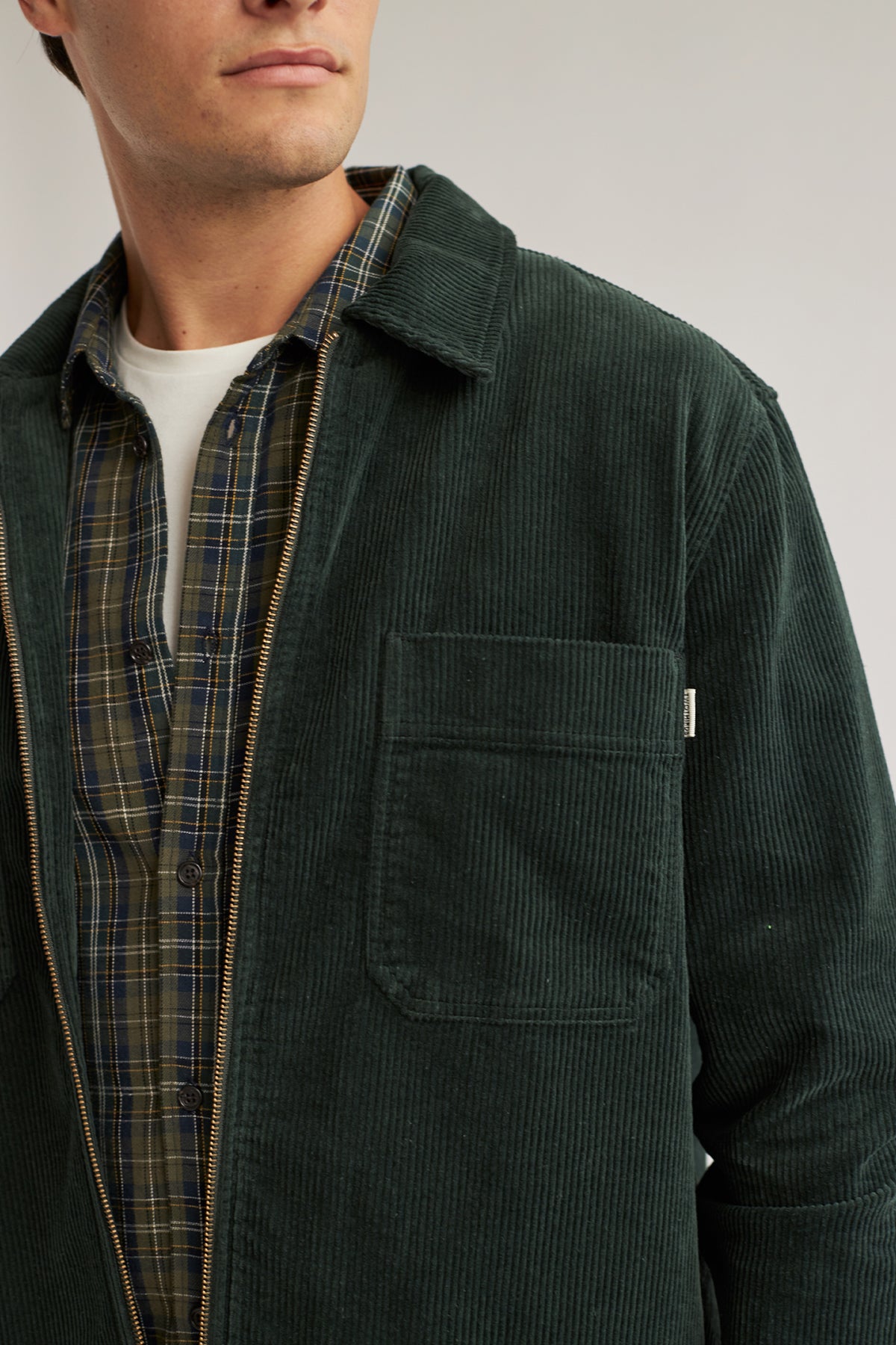 Organic cotton men green corduroy overshirt