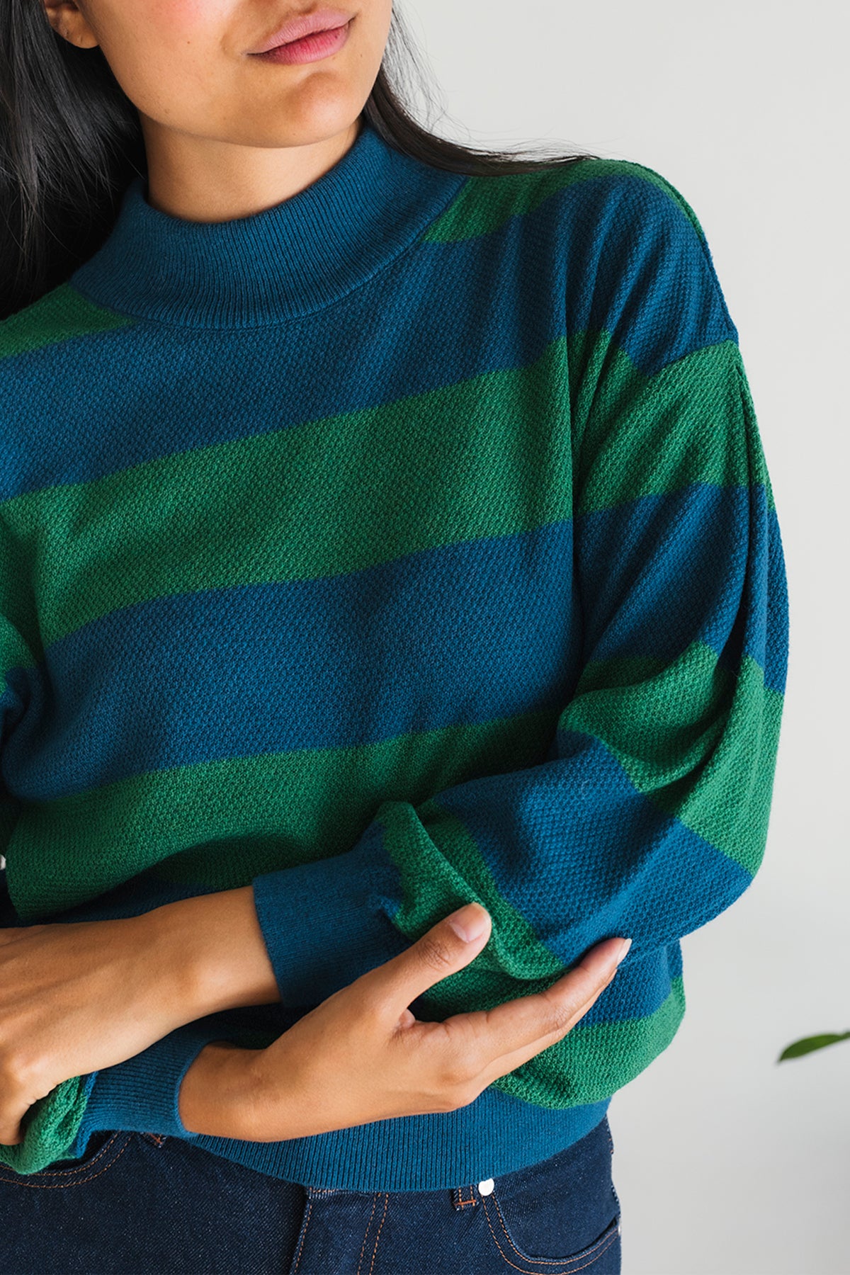 slightly oversized striped knit sweater