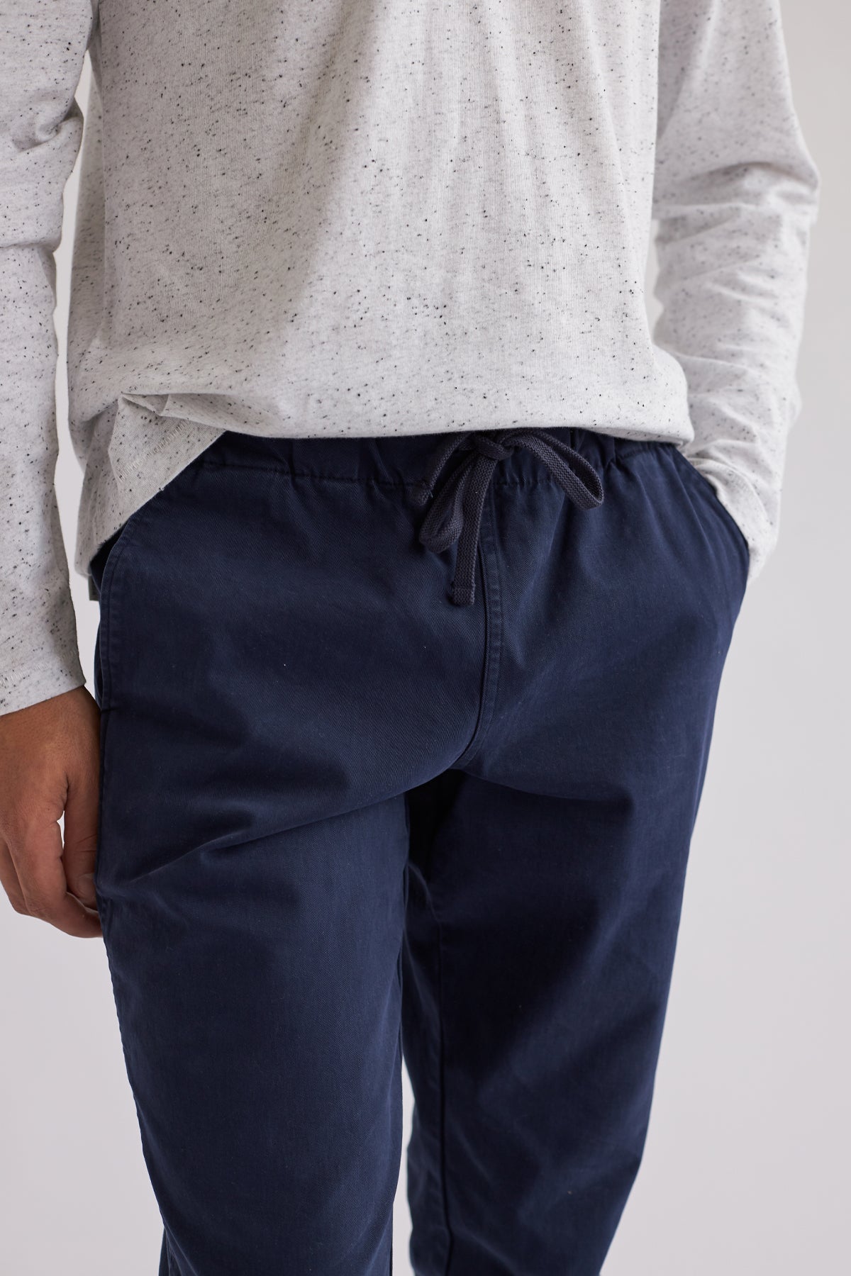 meta-hover, waistband with drawstring blue pants for men