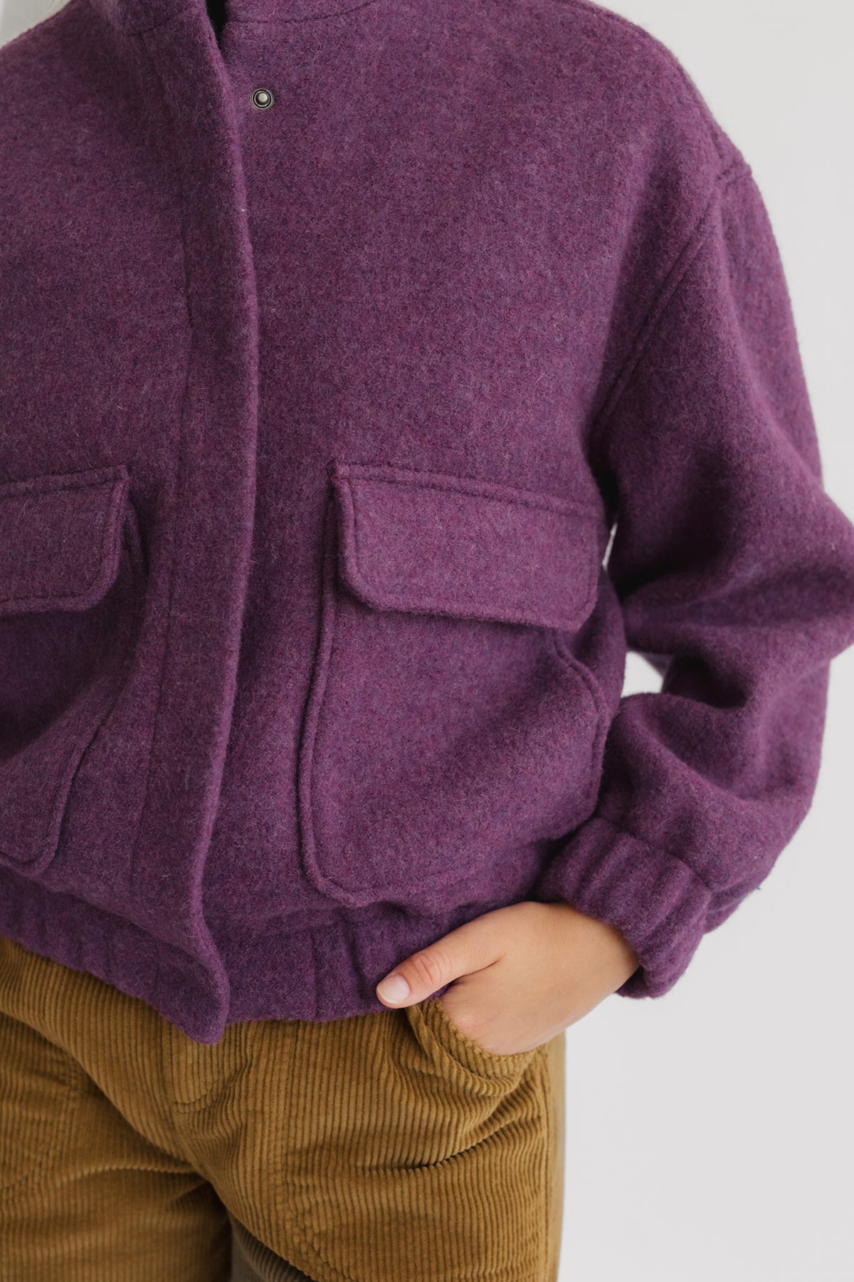 front pockets purple wool jacket 