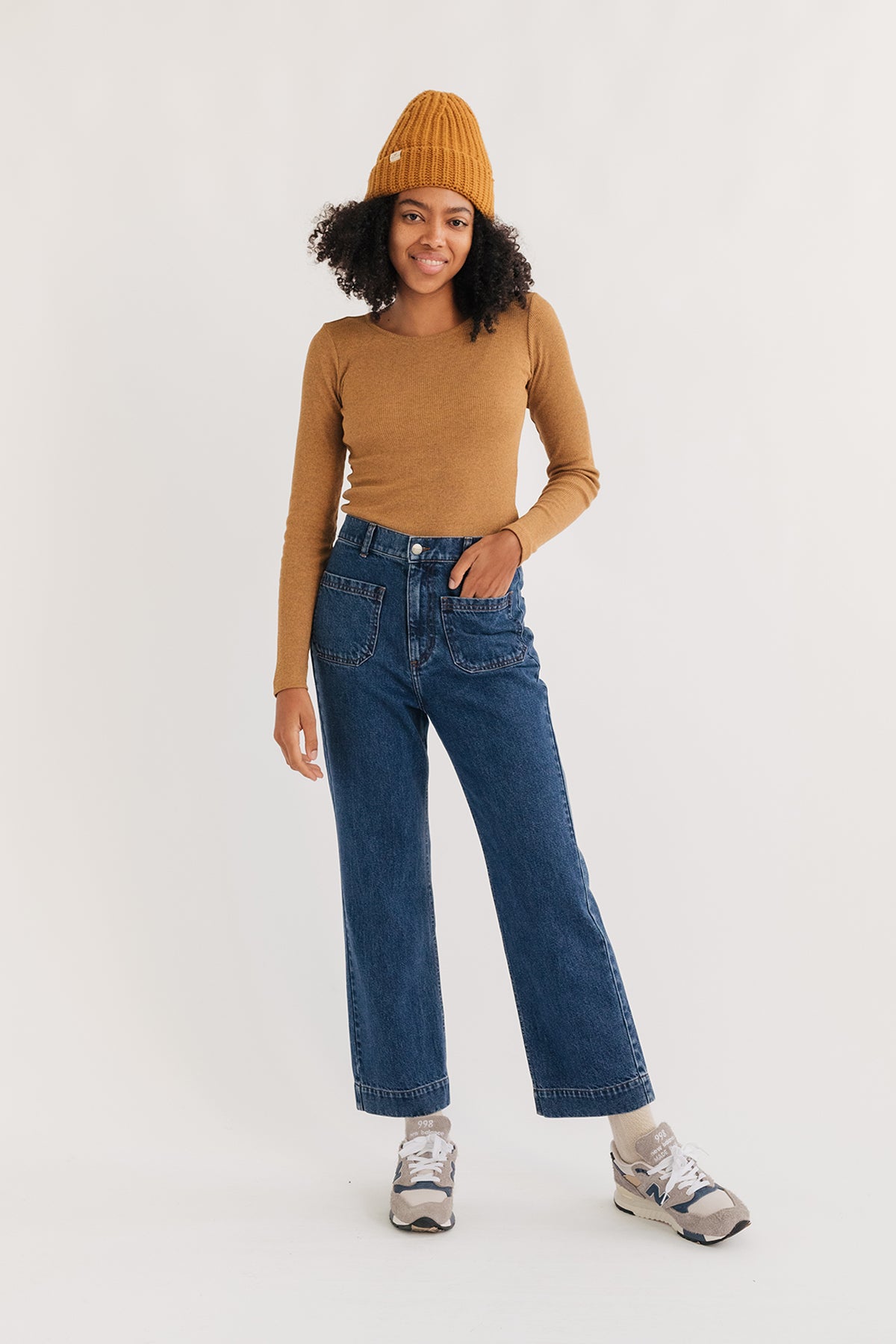 basic golden brown top in soft ribbed fabric 