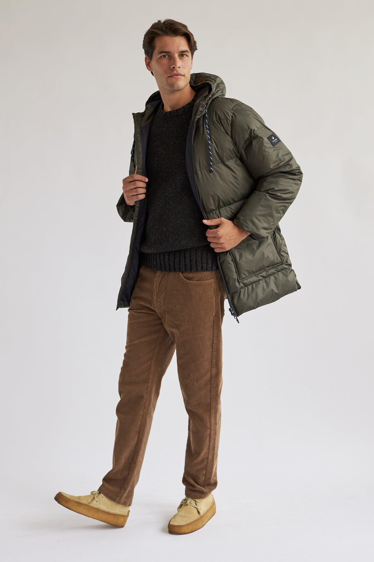 meta-hover, recycled thermal padded green jacket