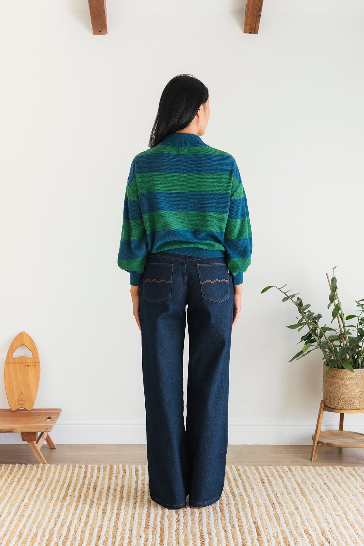 eco-friendly knit falling to the hip