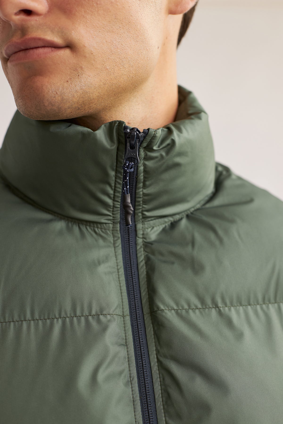 YKK zippers ethical green jacket