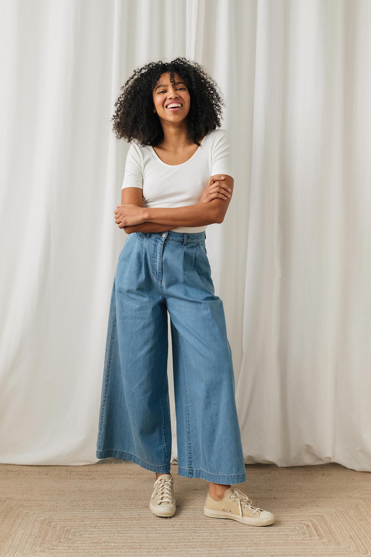 wide-leg organic denim jeans