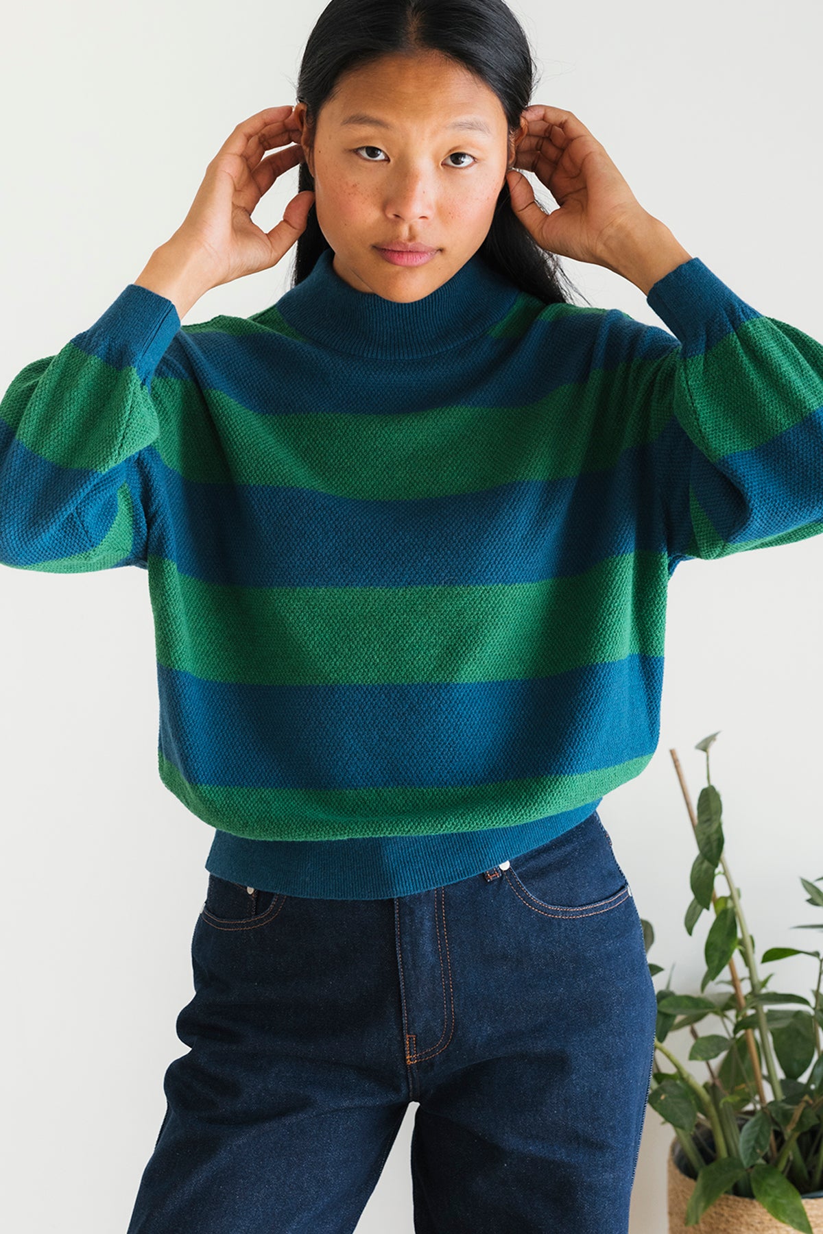 soft recycled yarn in striped design