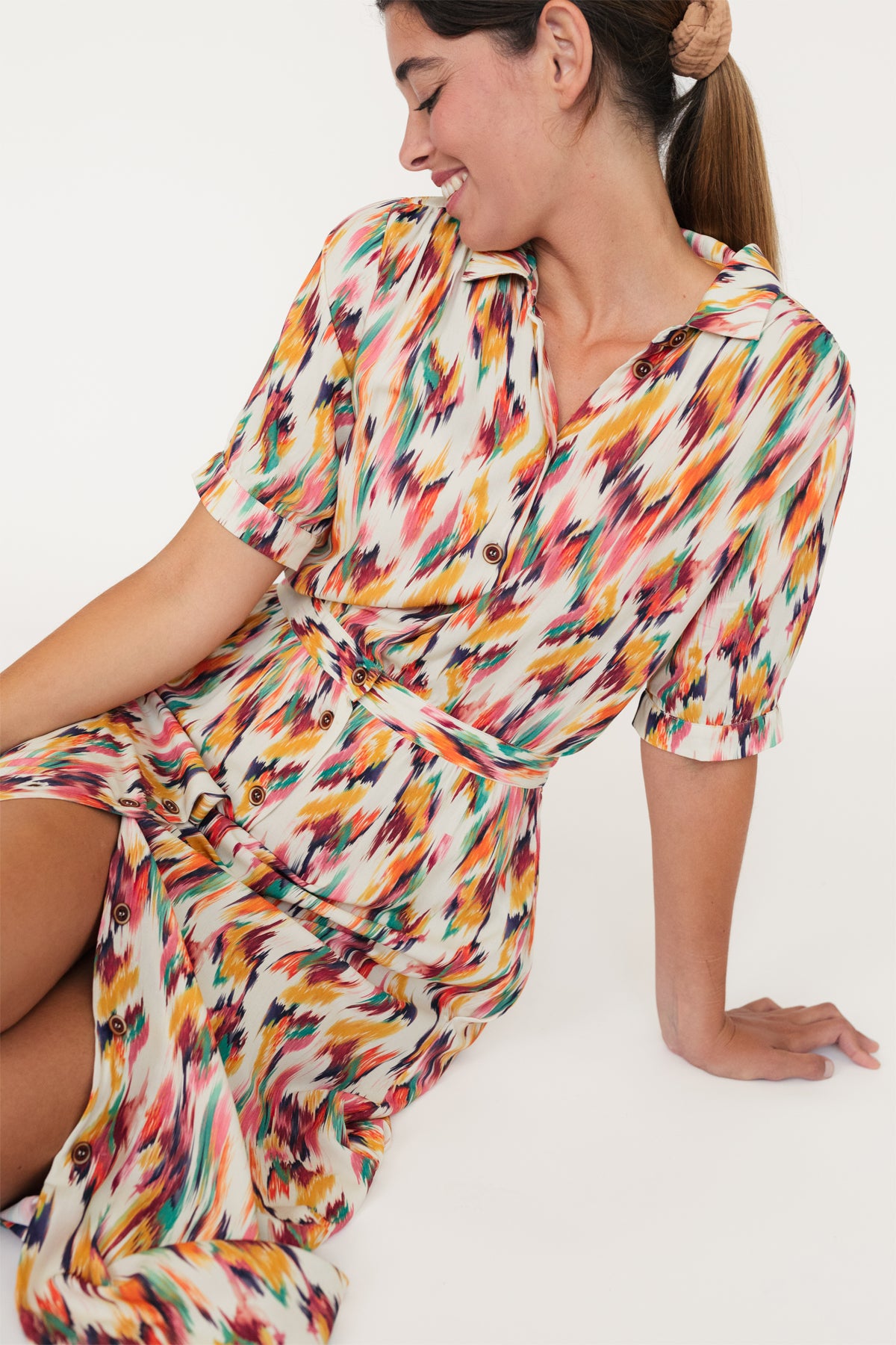 printed midi dress for women