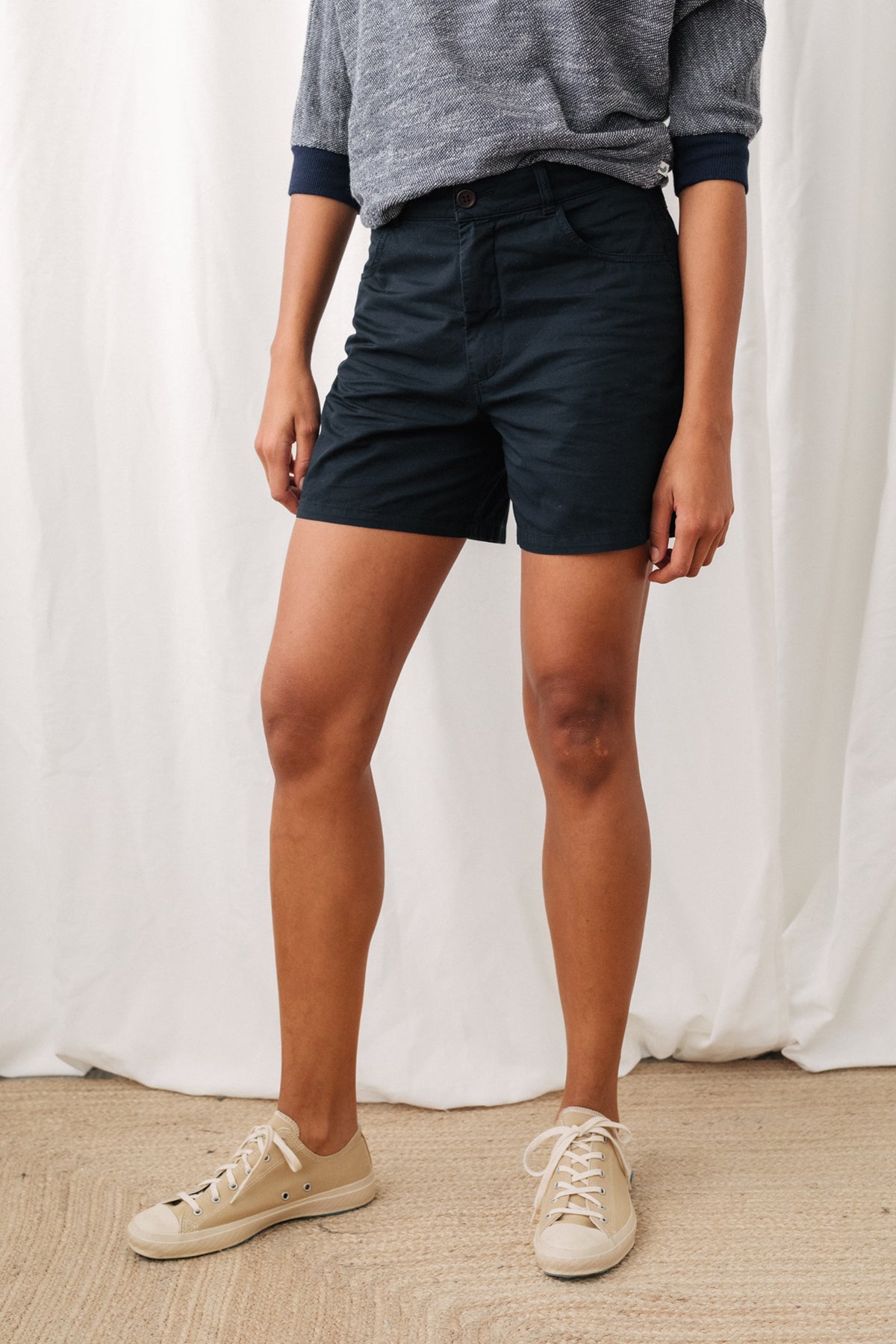 sustainable blue shorts for women