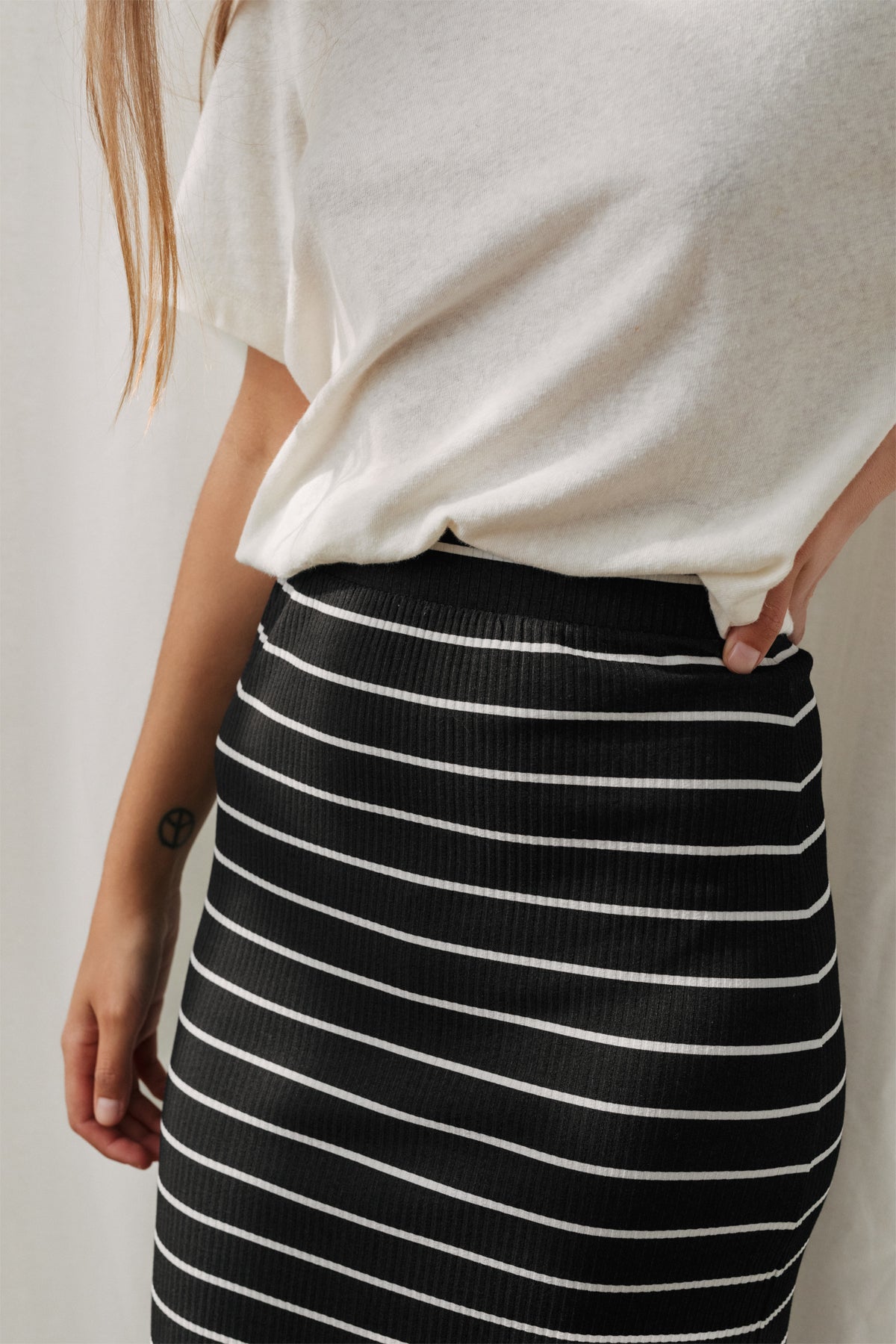 viscose striped slim skirt