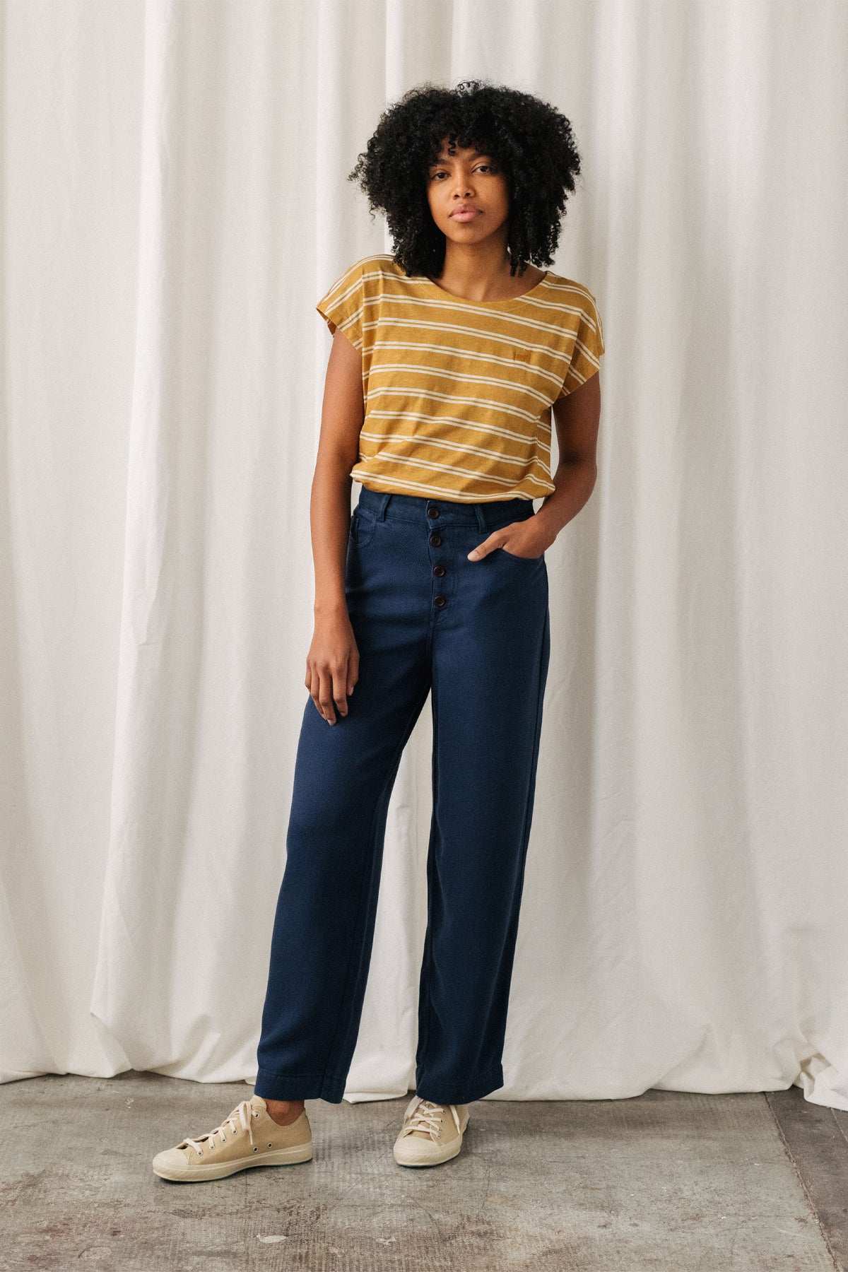 Tops Women - Evia - Mustard Stripes | Fair Fashion by TWOTHIRDS