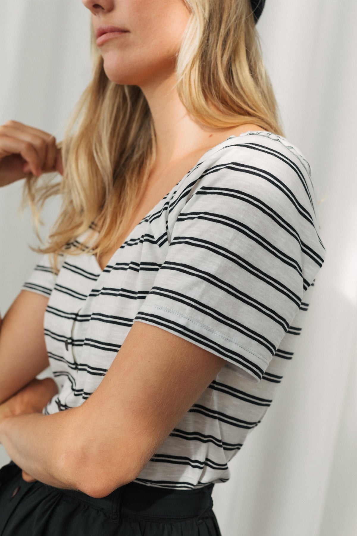 organic cotton striped top for women