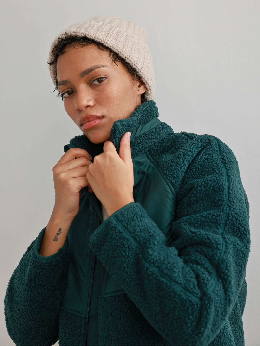 Dark green fleece clearance jacket