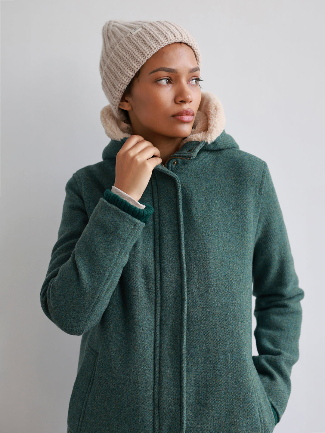 Green sherpa lined clearance jacket