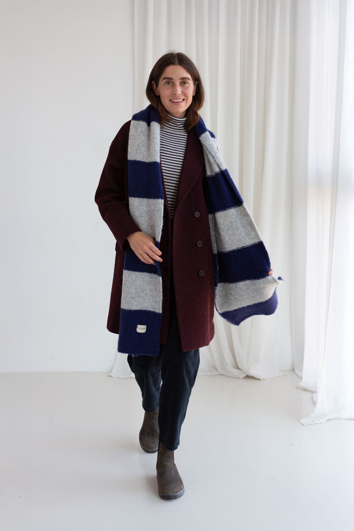 Bicolour Scarf - Dark Navy Stripes