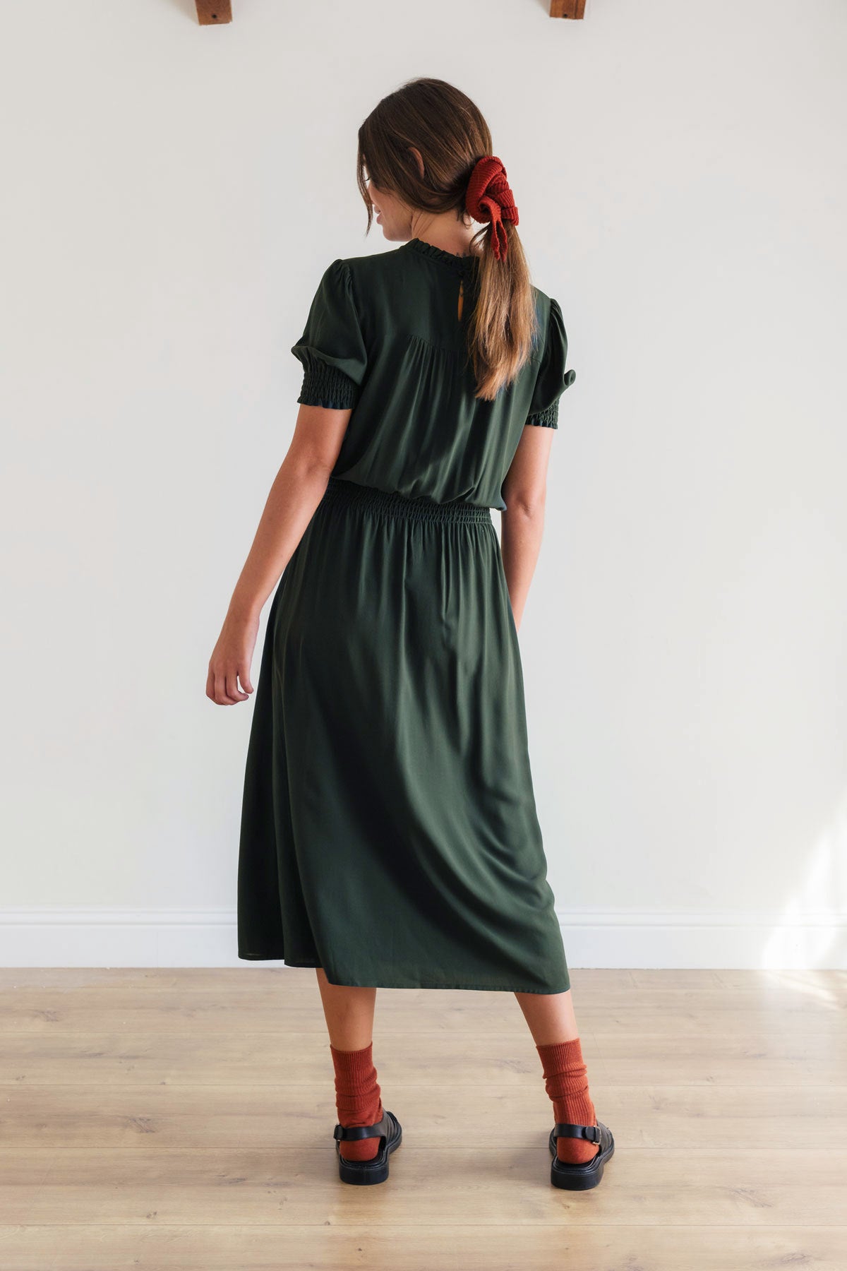 Minimalist green sustainable dress