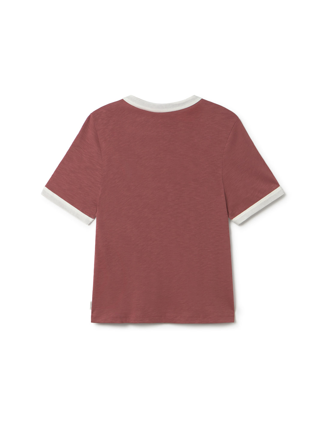 Brick red t-shirt with white trim