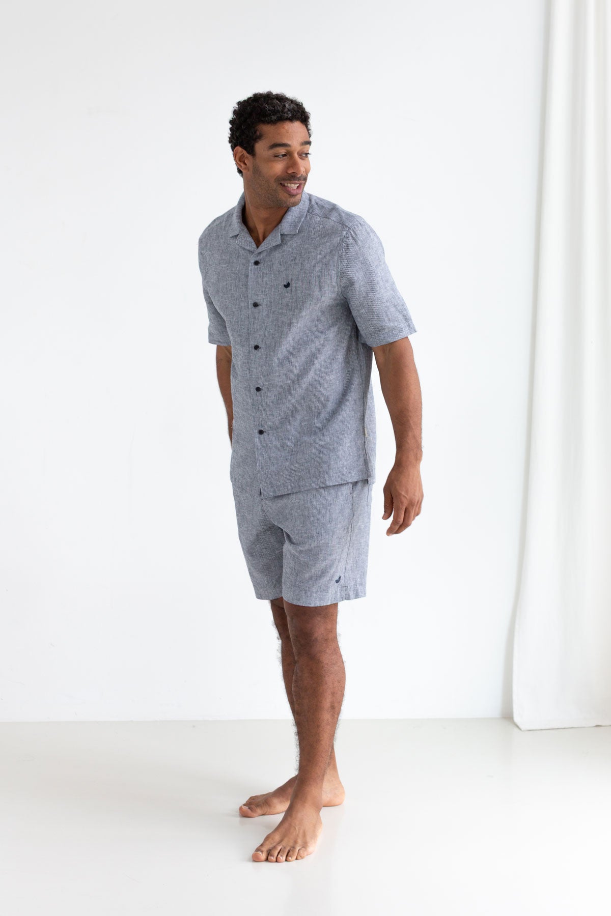 Navy stripes shirt men striped shorts wear