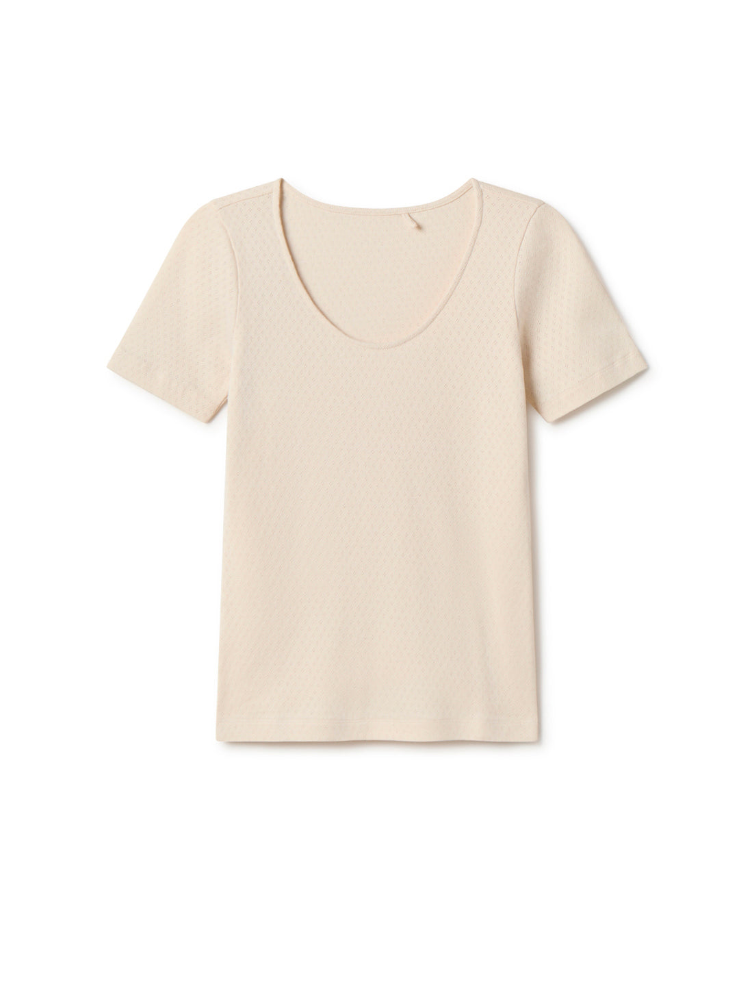 Organic Pointelle Tee - Ecru