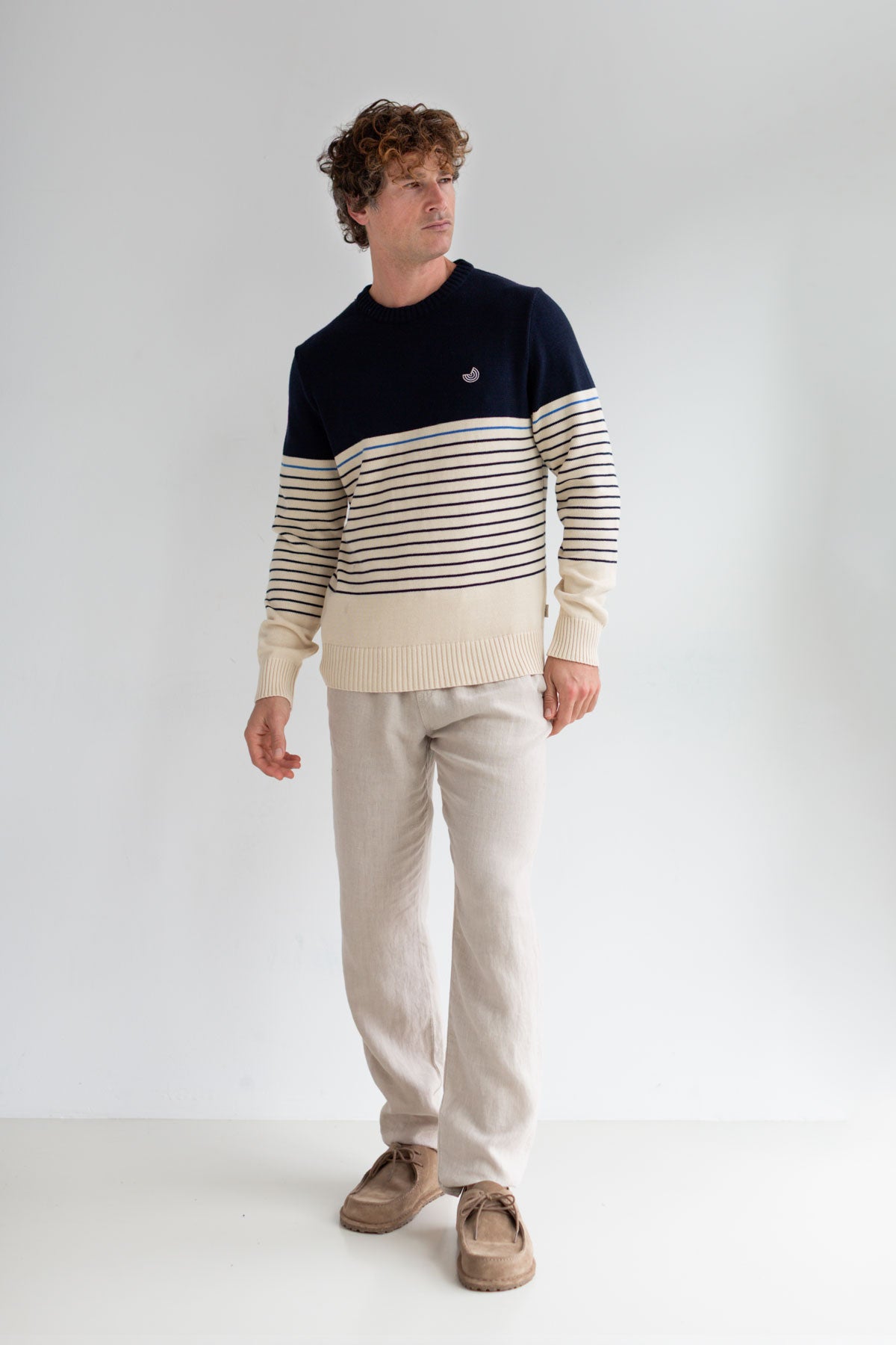 Ramla - Natural & Navy Stripes