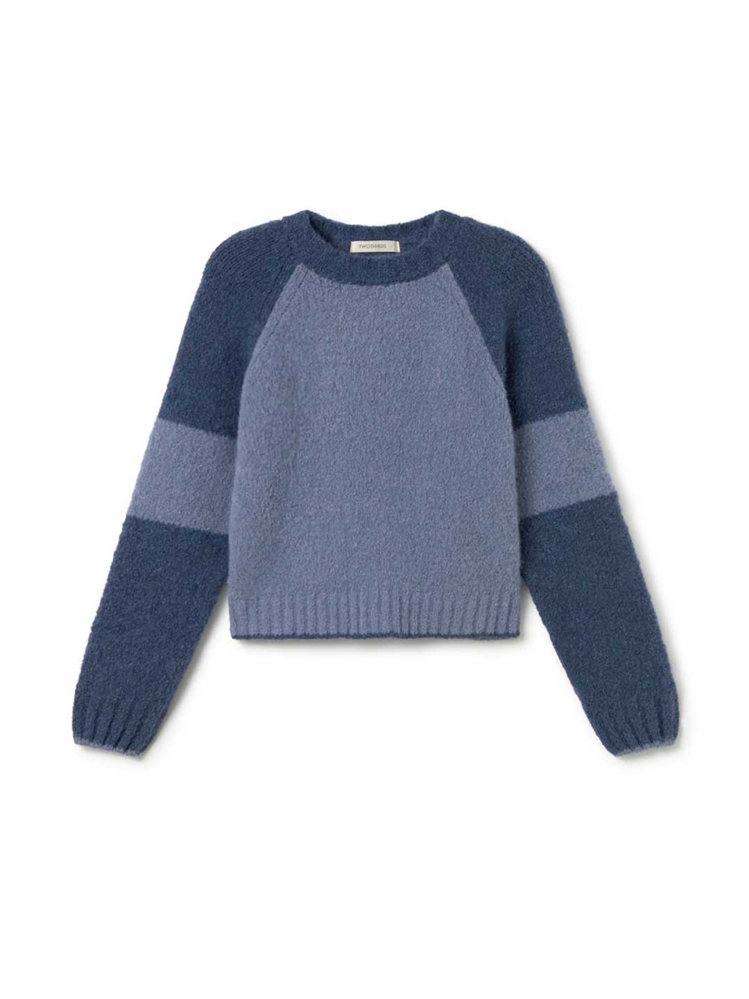 Eco-friendly blue colorblock knit