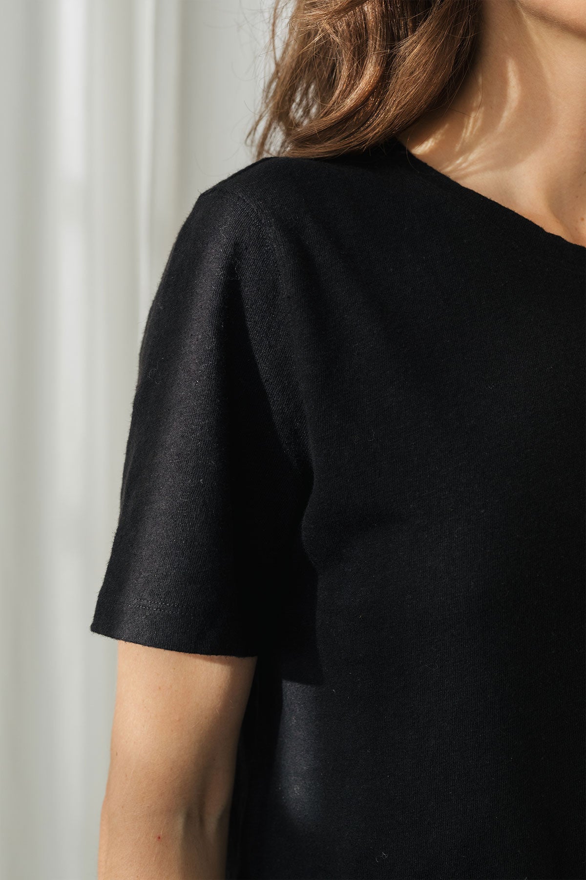 basic linen and cotton black vegan tee