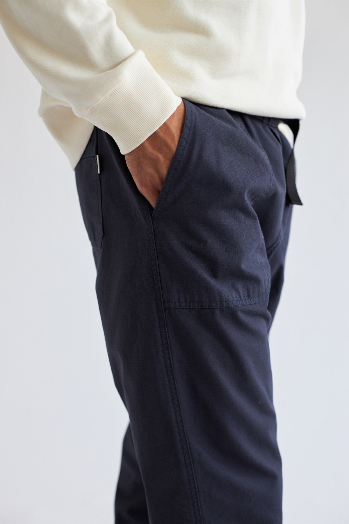 Organic cotton straight-leg joggers.