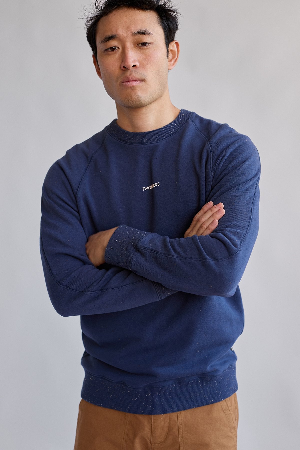 eco-friendly materials navy sweatshirt