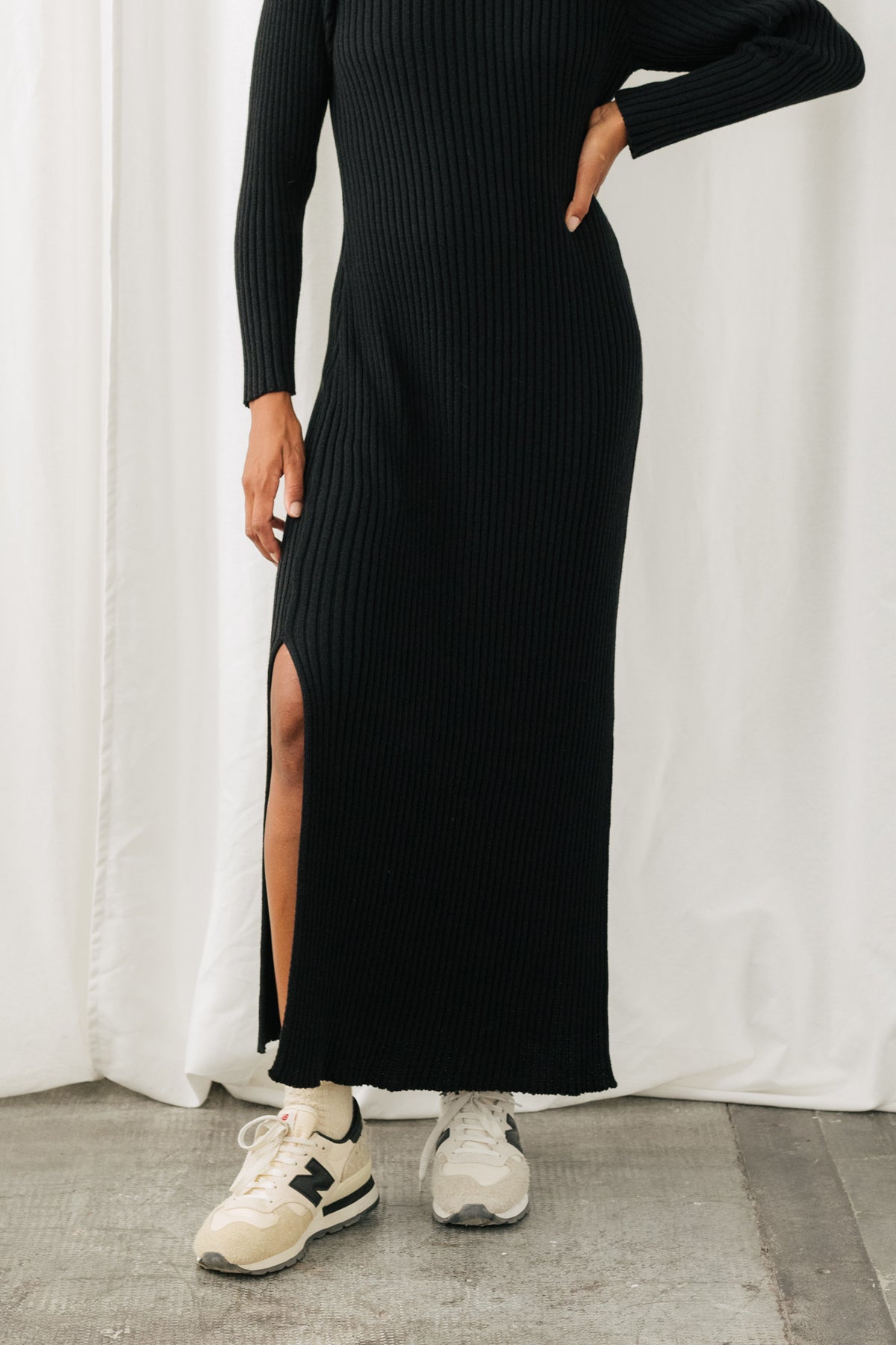 side cut regular fit knit dress