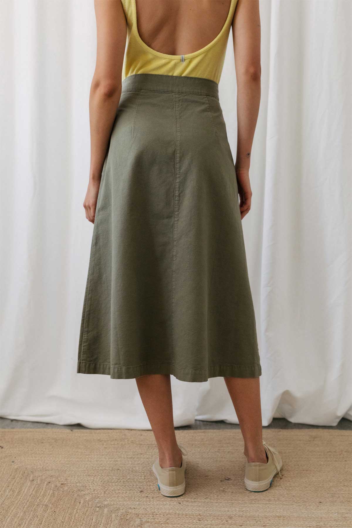 meta-preview, high waist light khaki skirt