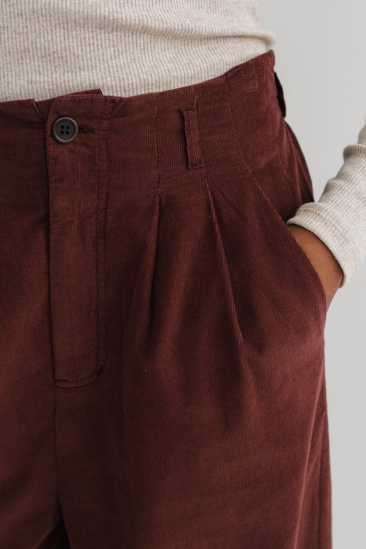 meta-preview,  microcorduroy pants with front pleats