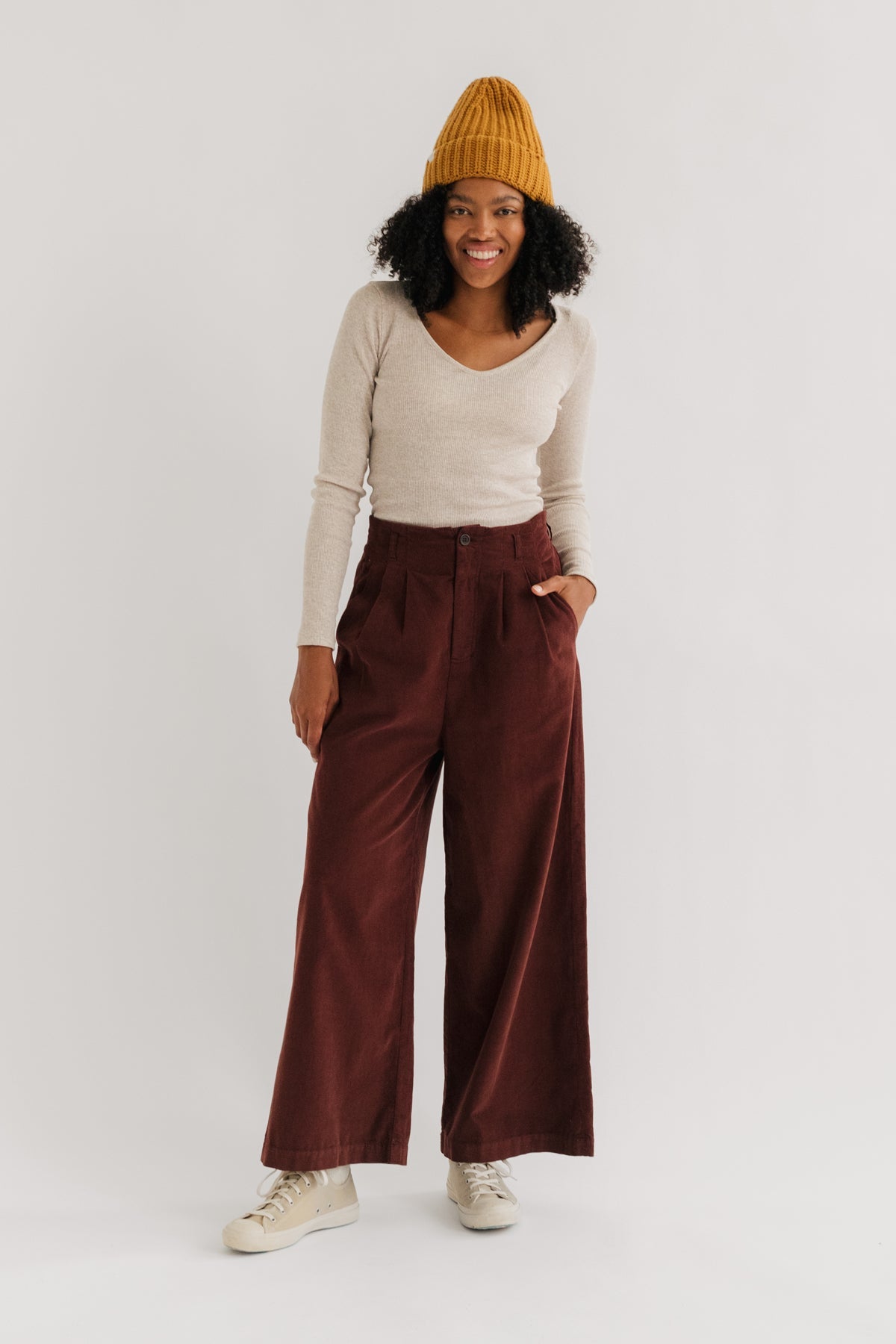 wide leg cut microcorduroy pants