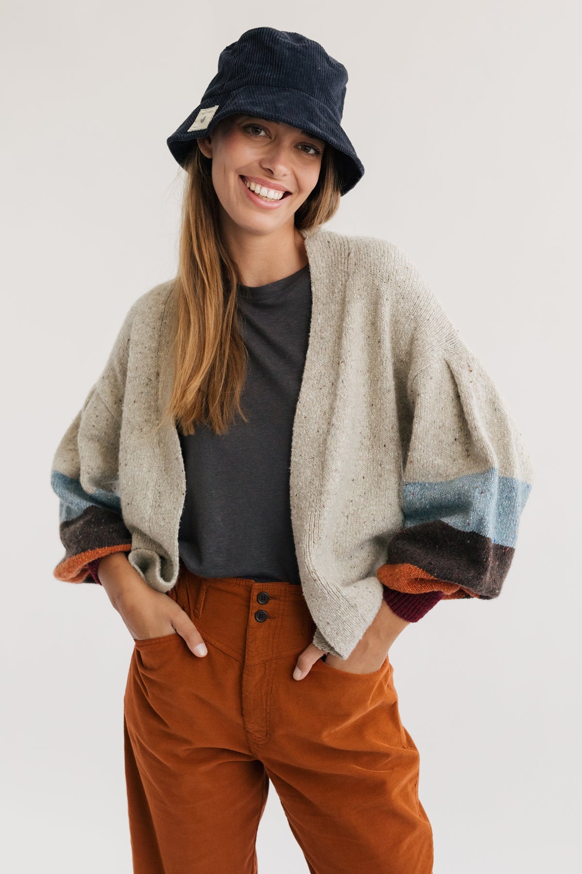 meta-hover, buttonless vegan cardigan for women