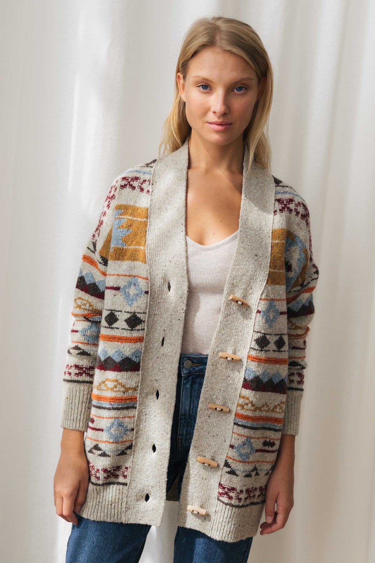 meta-preview, eco-friendly pattern cardigan