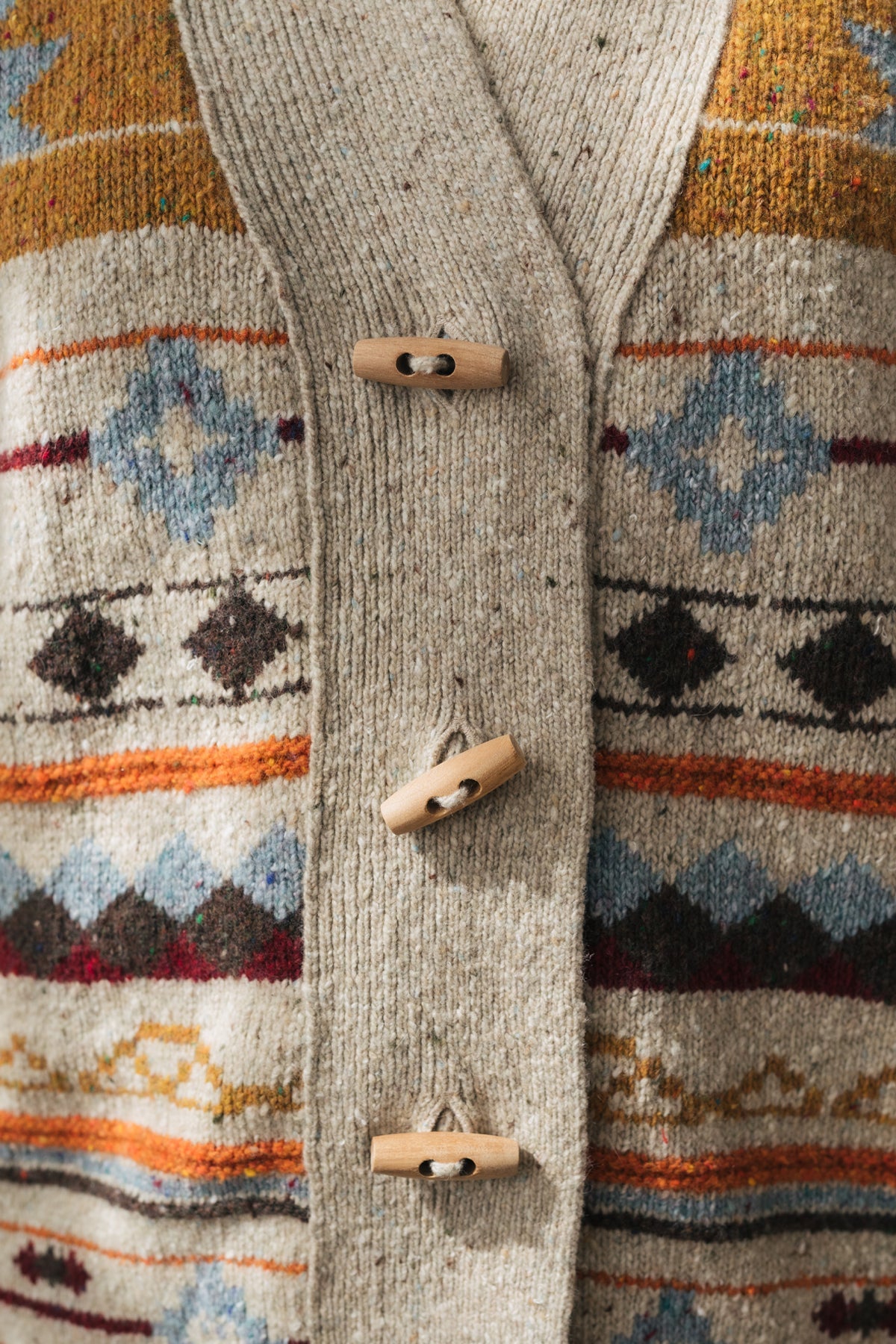 Natural wood toggle buttons knit