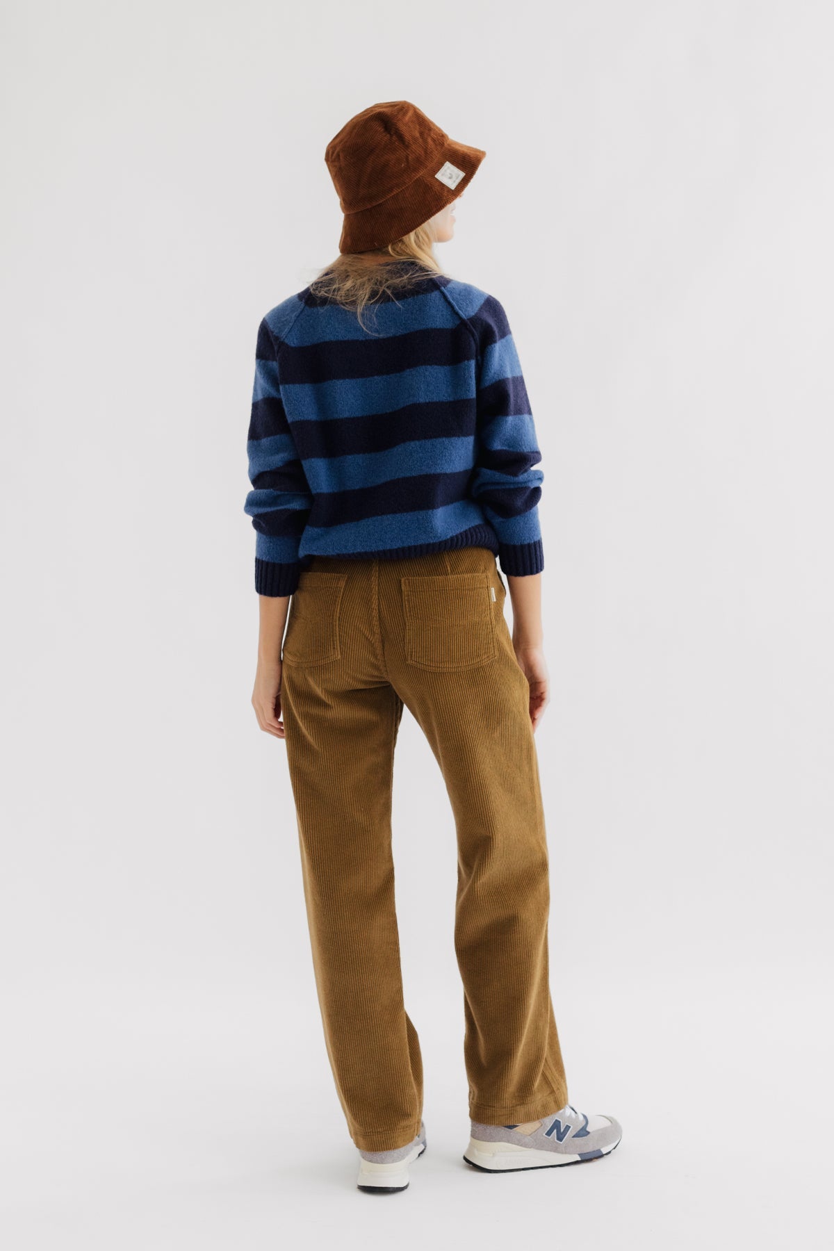 strip pattern blue knit for women