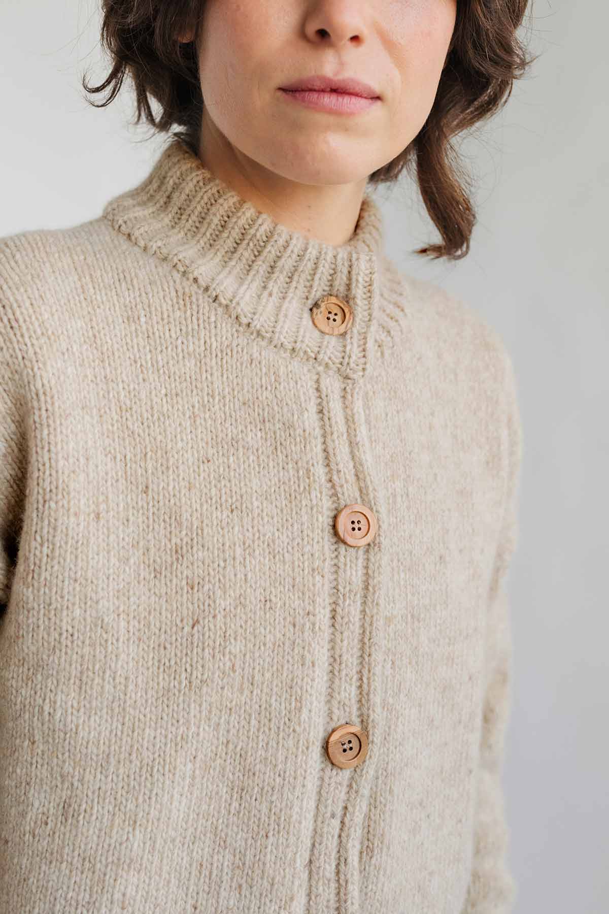 natural wood buttons cardigan