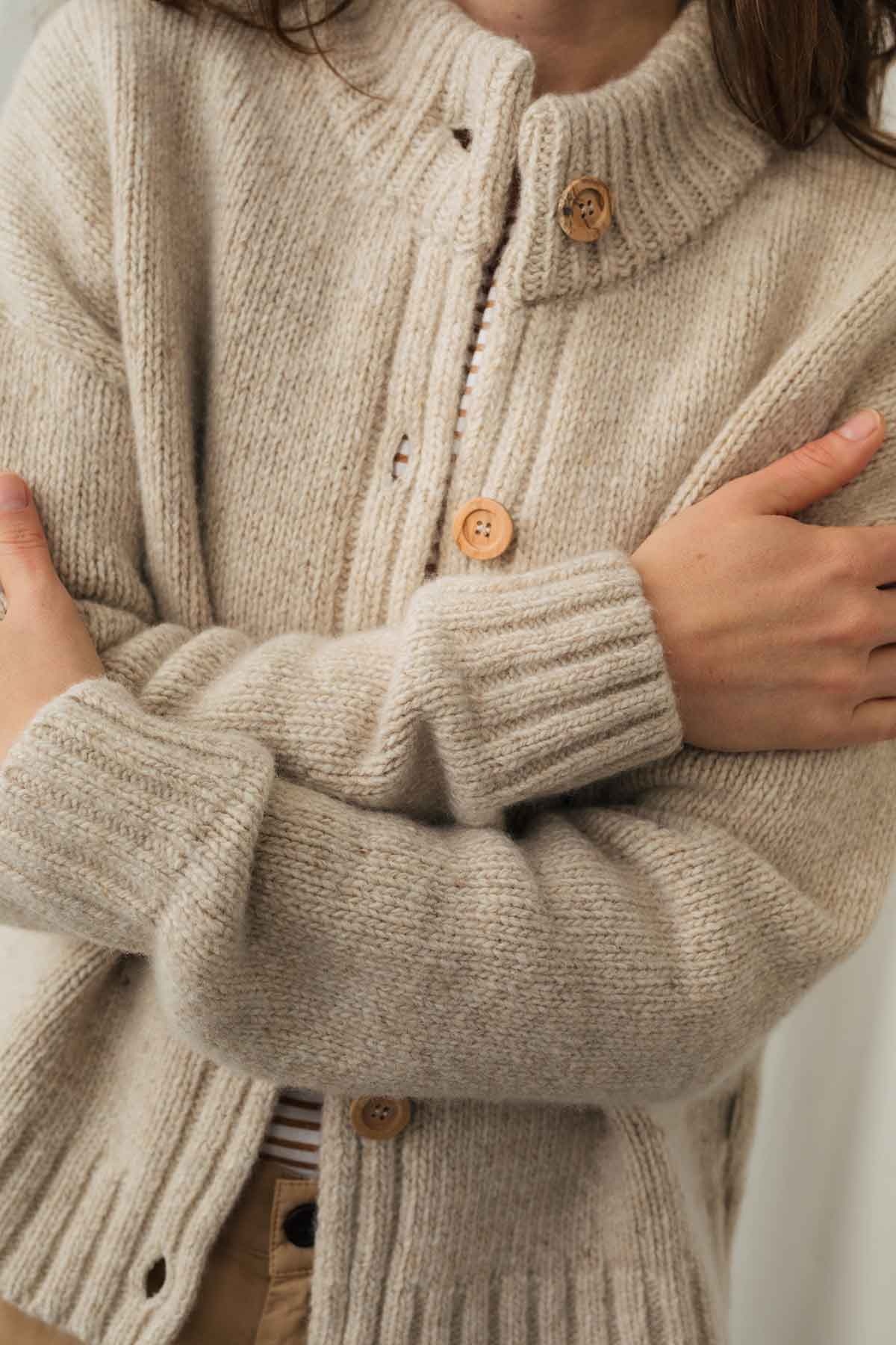 high neck wool cardigan for women