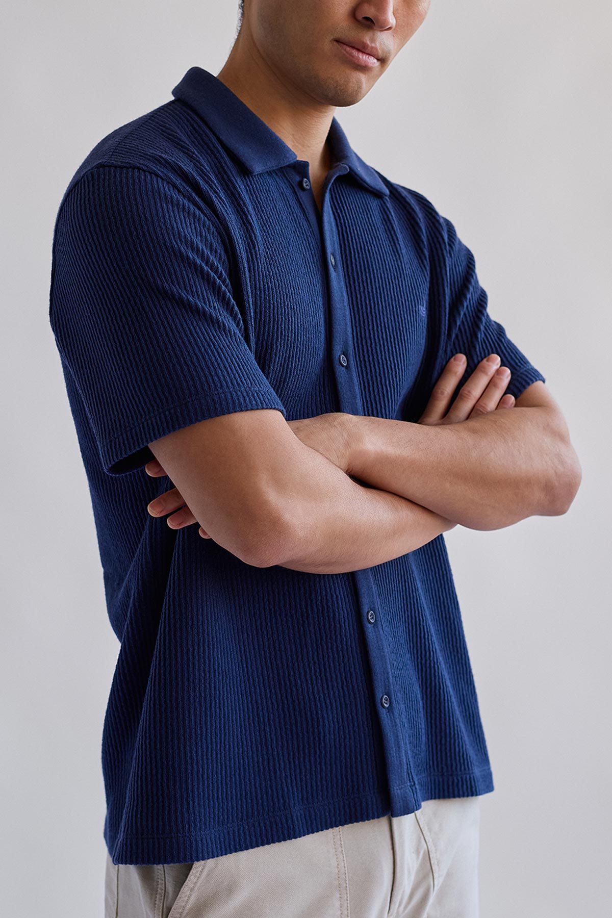 short sleeve navy eco-friendly shirt