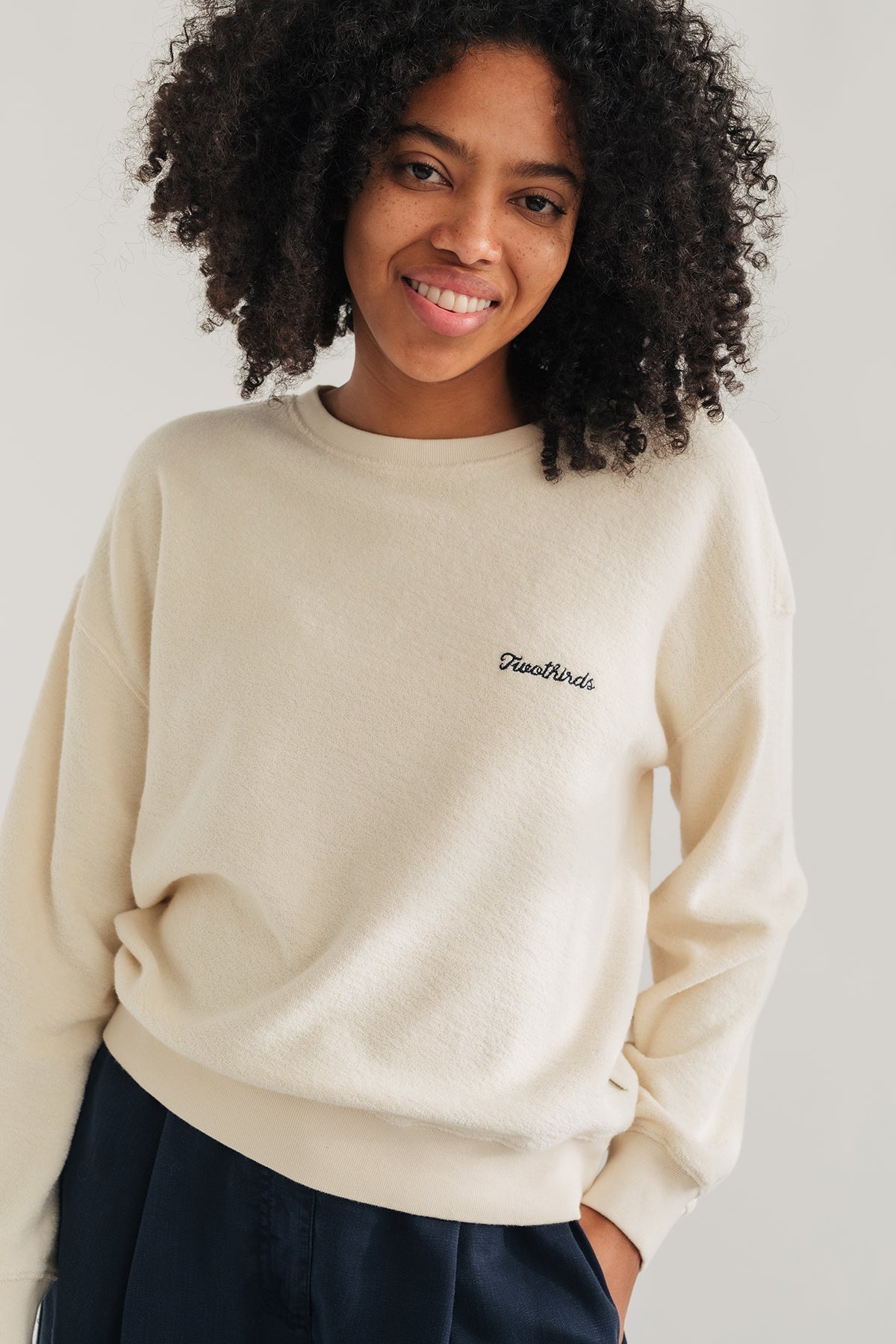 sweatshirt with front “Twothirds” embroidery