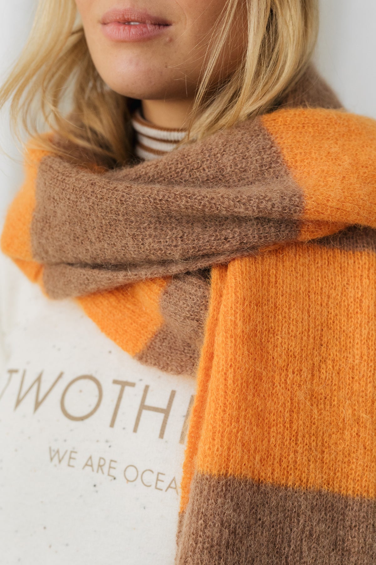 Bicolour Scarf - Orange/Cinnamon