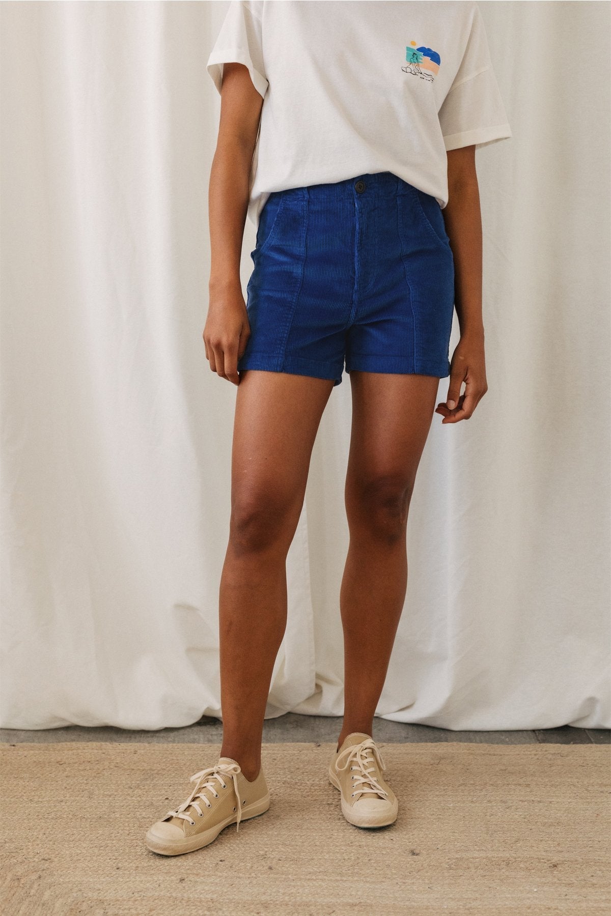 high rise organic cotton ultramarine shorts