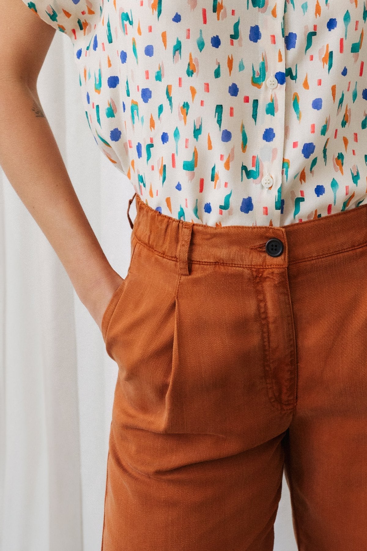 meta-preview, gigh-waisted ethical tencel pants